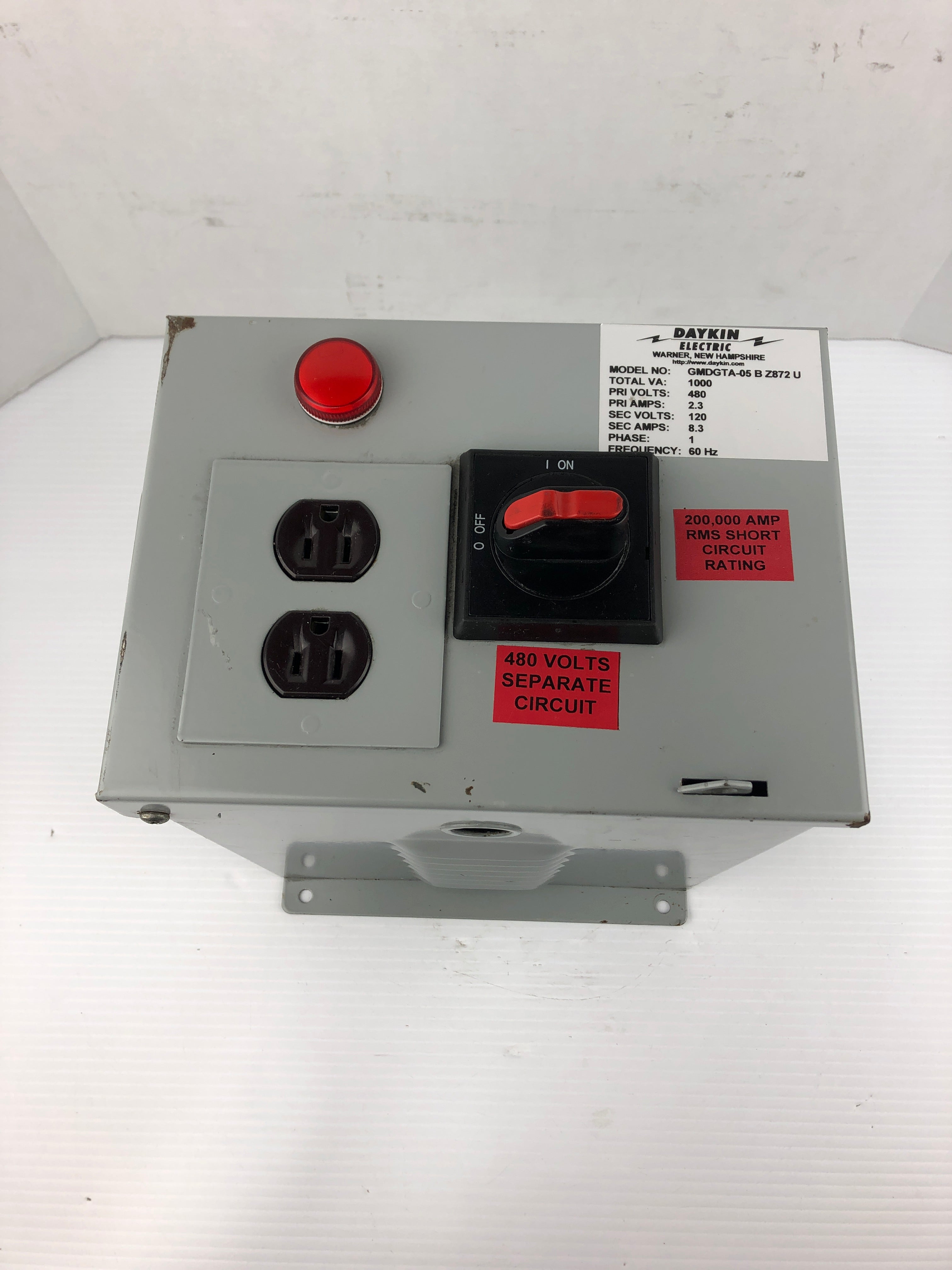 Daykin Electric GMDGTA-05 B Z872 U Transformer Disconnect Switch 480V 23A 1PH