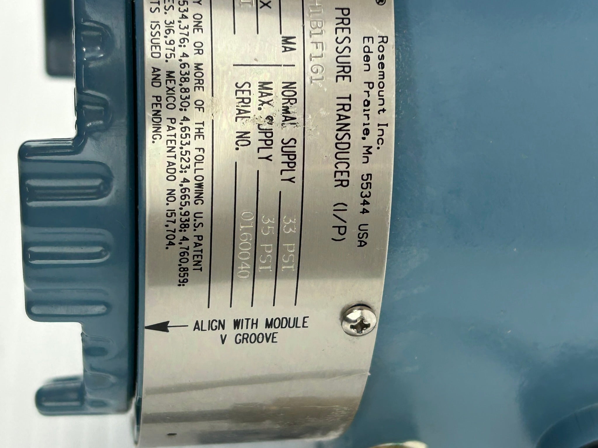 Rosemount 3311DM1H1B1F1G1 Pressure Transducer with Pressure Gauge 0-30 PSI