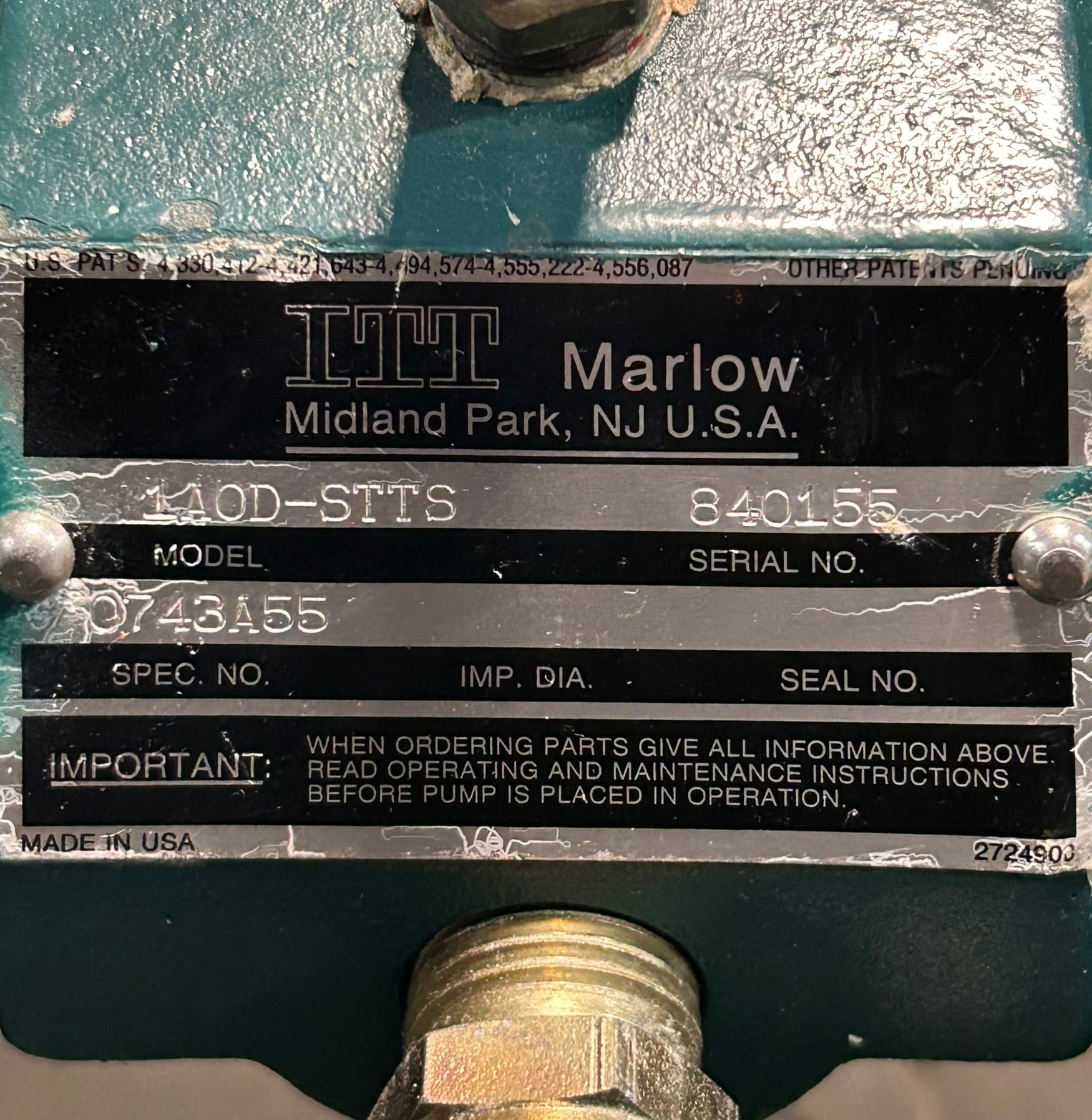 ITT Marlow 1A0D-STTS Diaphragm Pump 0743A55