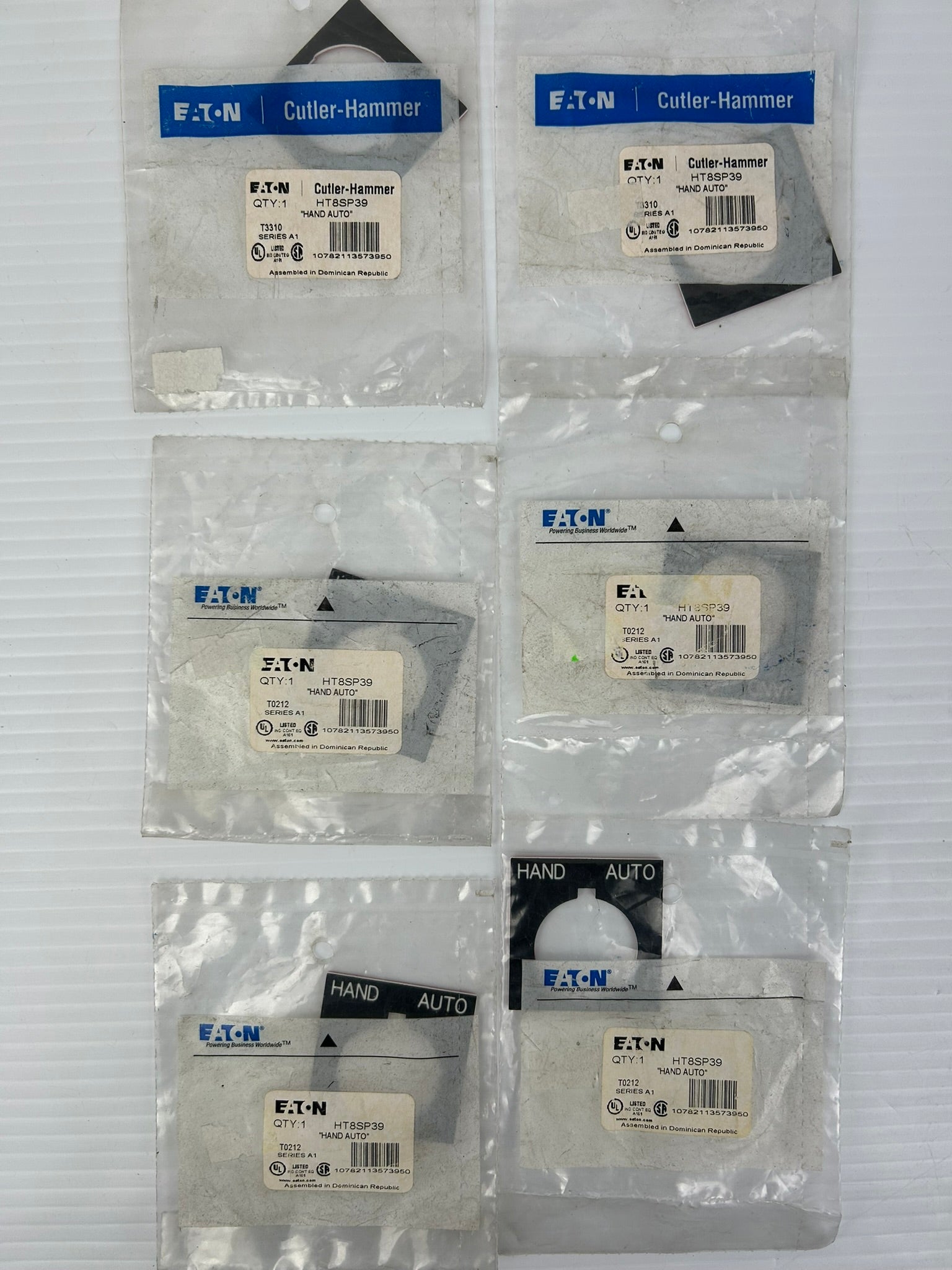 Eaton HT8SP39 Legend Plate "Hand Auto" T3310 Series A1 - LOT OF 6