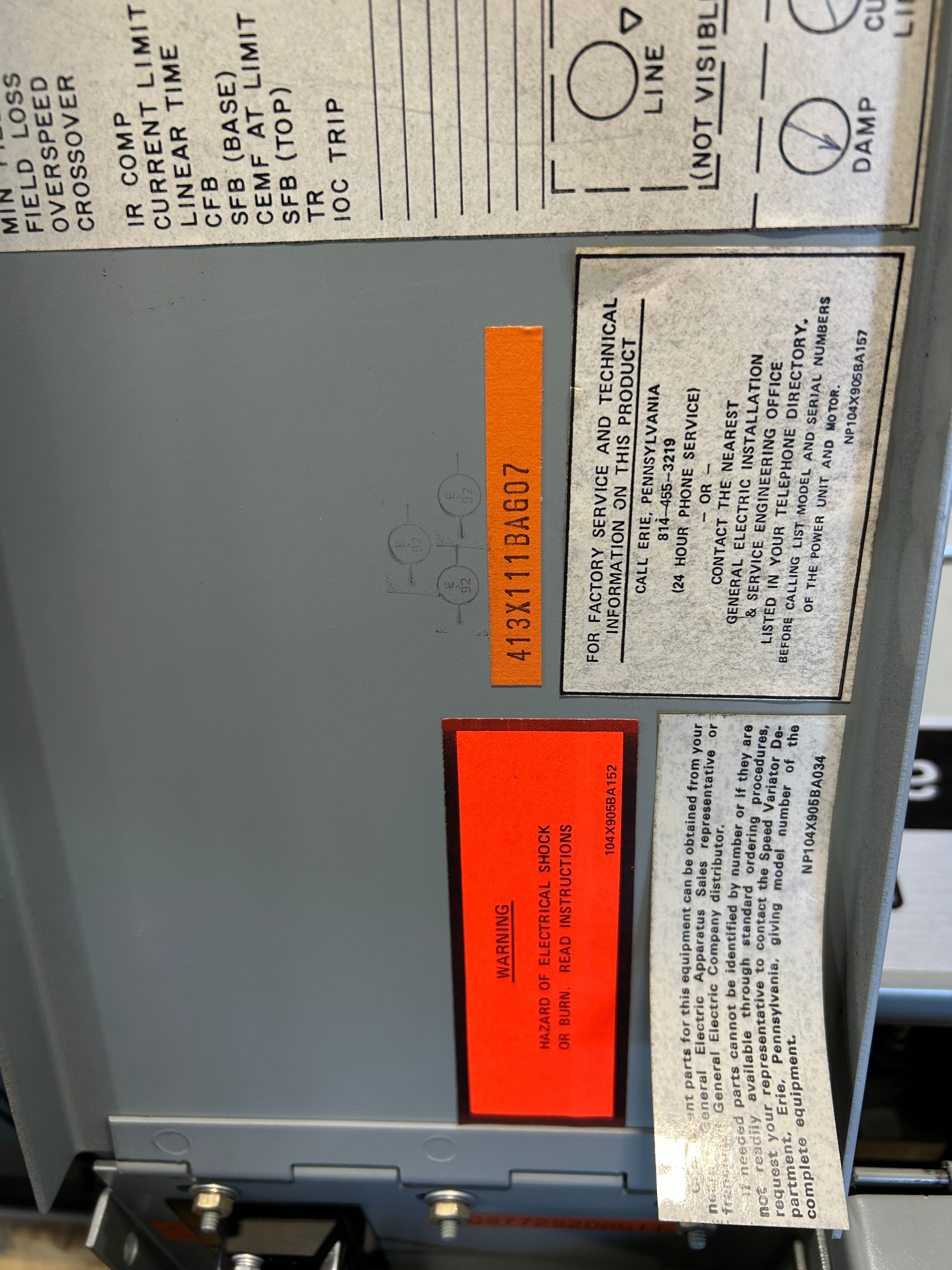 General Electric 413X111BAG07 Valutrol Adjustable Speed Drive 36D877252DBG11