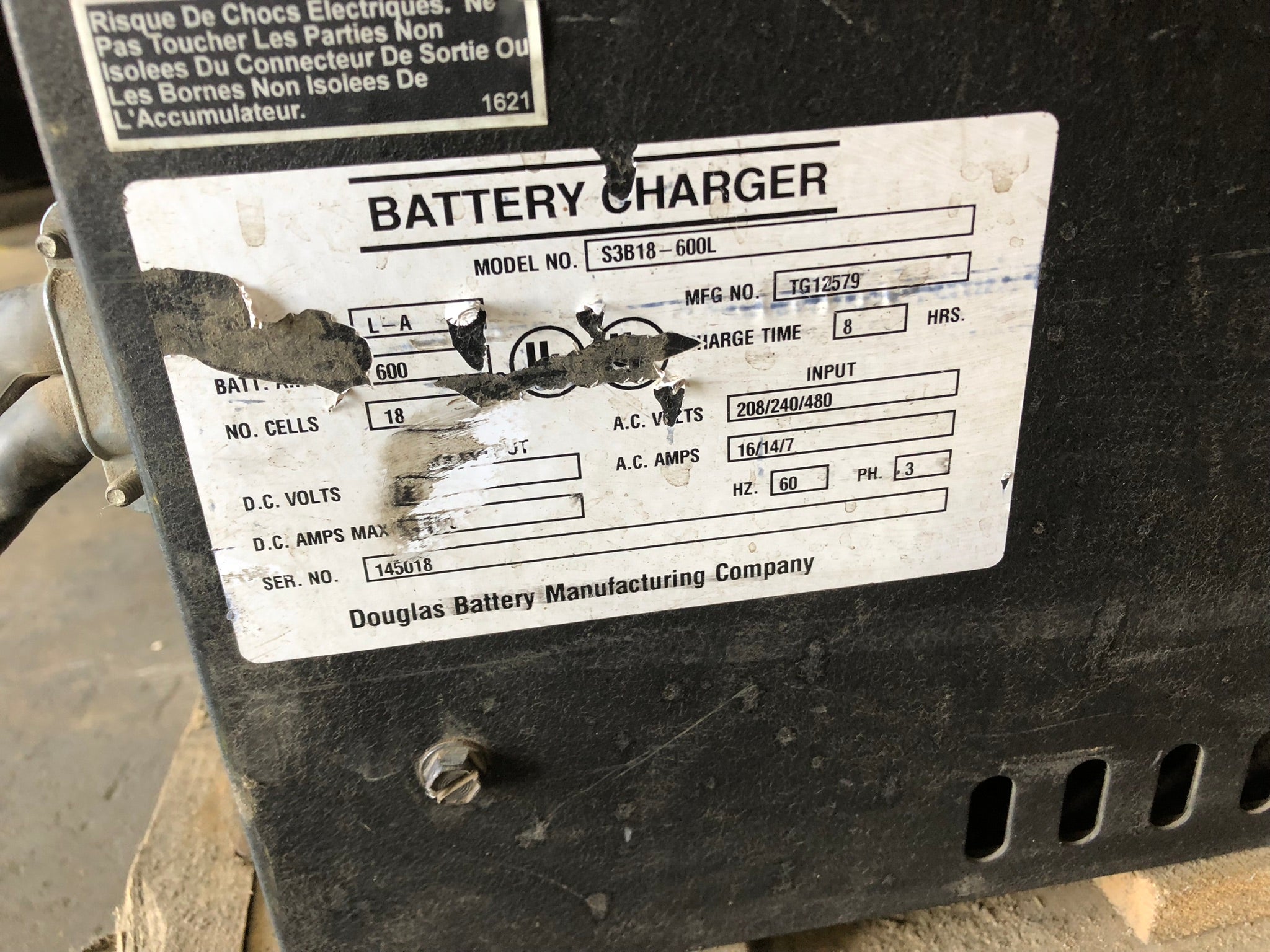 Douglas Legacy Power System S3B18-600L Battery Charger 3PH TG12579