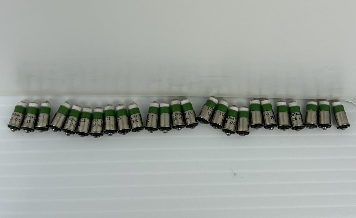 Ledtronics Mini Green LED Lamp Light 28VAC - Lot of 25