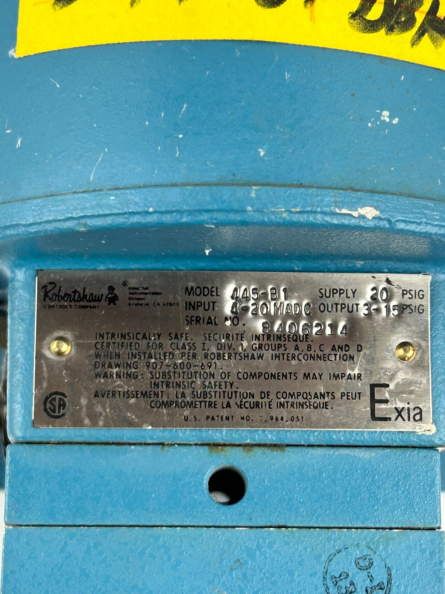 Robertshaw 445-B1 Pressure Controller Supply 3-15 PSIG