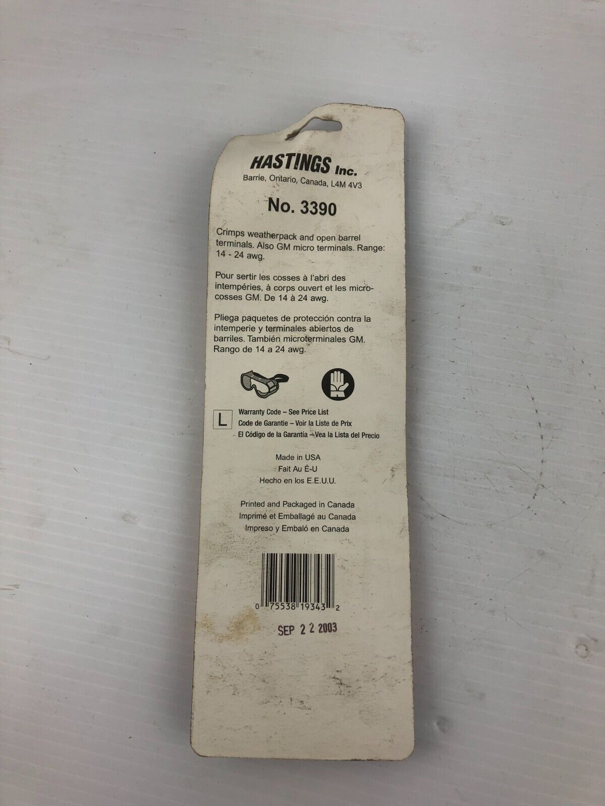 Hastings 3390 Micro Terminal Crimper