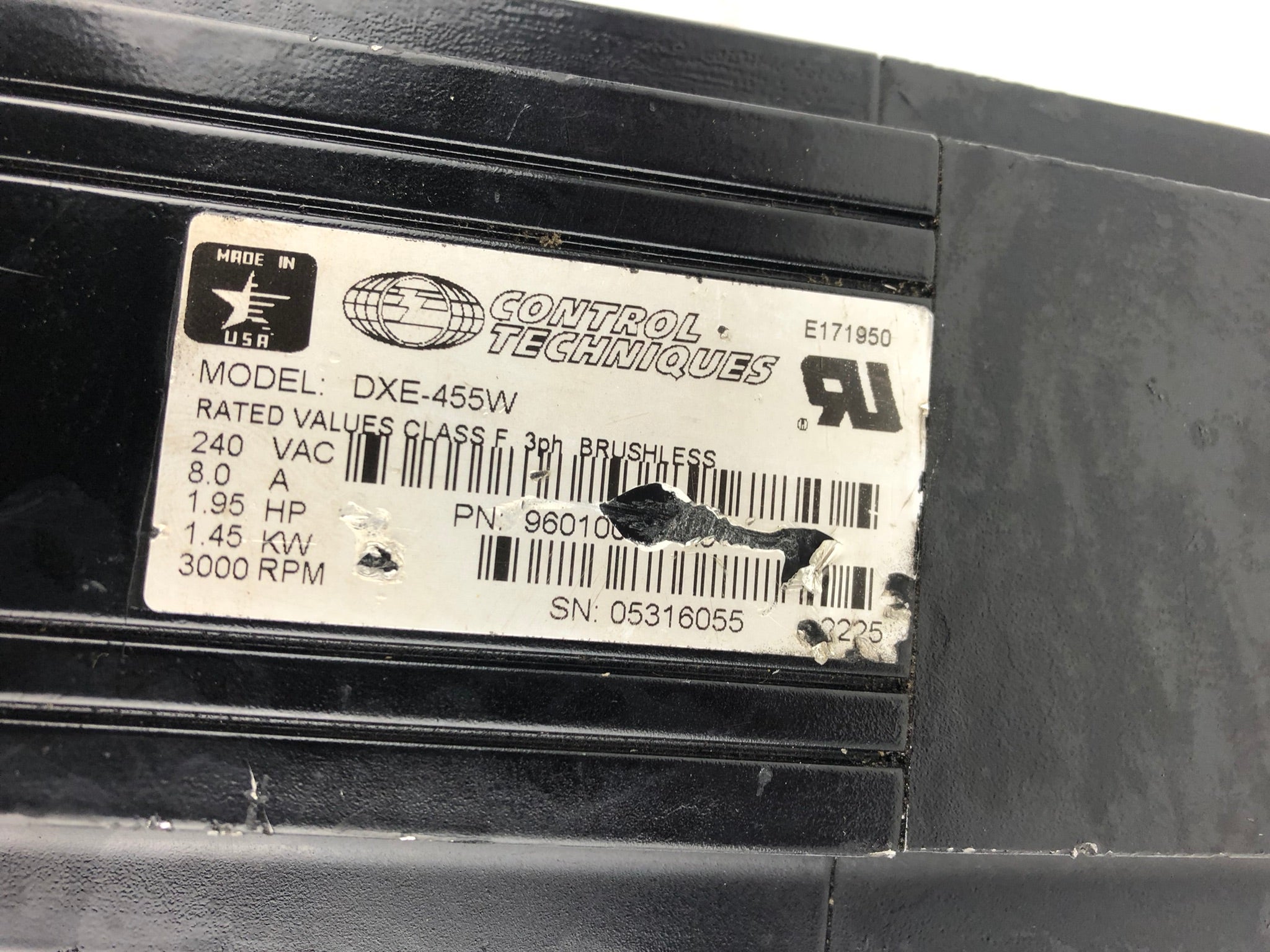 Control Techniques DXE-455W Servo Motor 1.95 HP 1.45kW 3000 RPM 3 PH