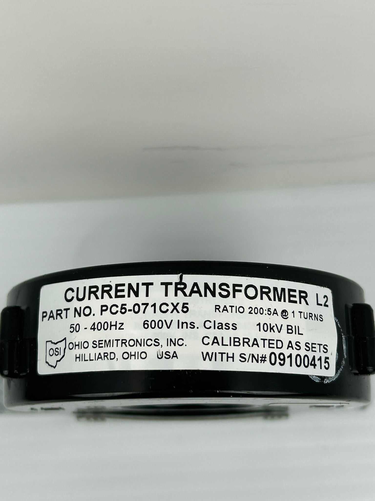 Ohio Semitronics PC5-071CX5 Current Transformer 50-400Hz 600V 10kV BIL