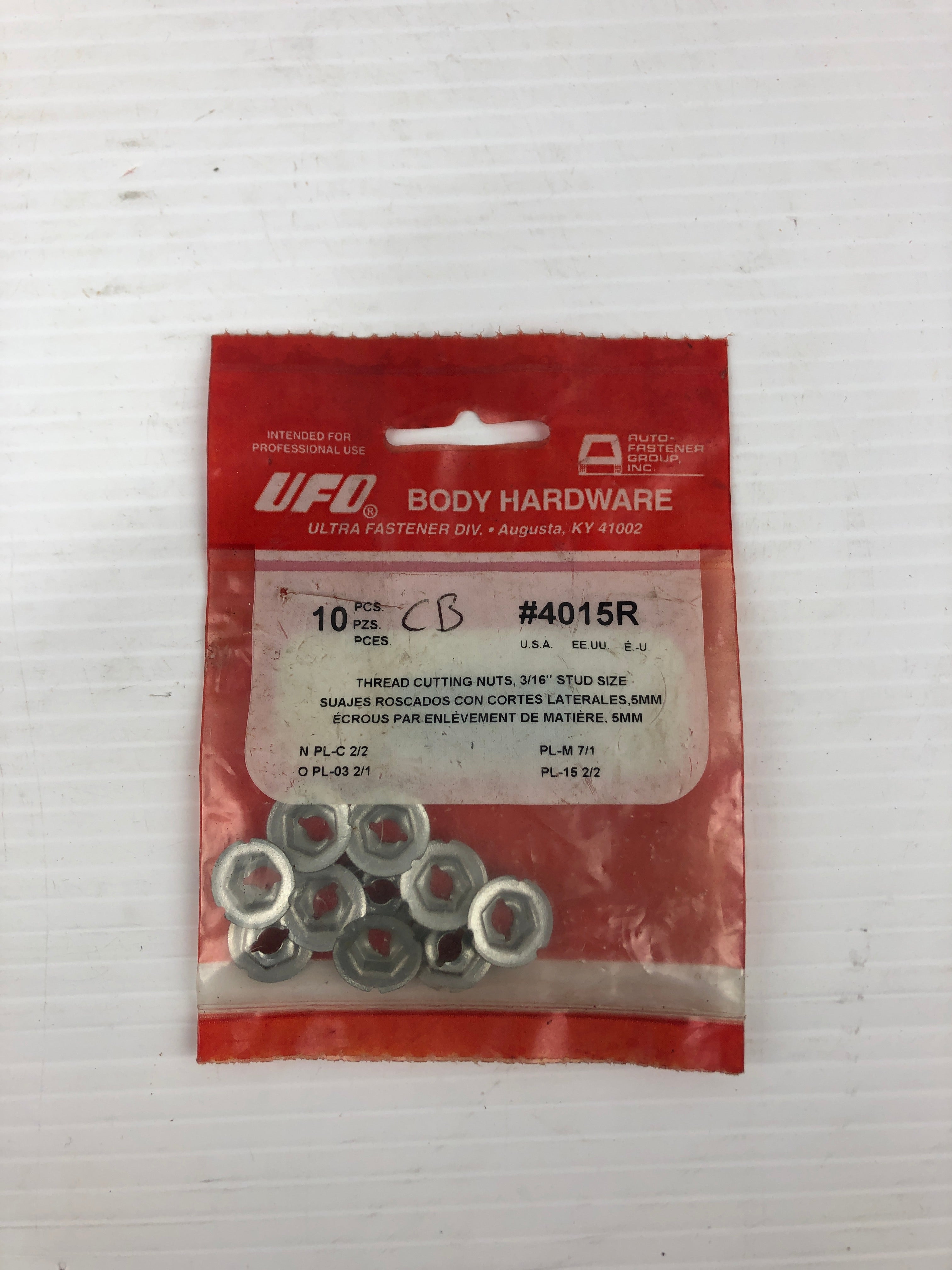 UFO #4015R Body Hardware Thread Cutting Nuts 3/16" Stud Size - Bag of 10