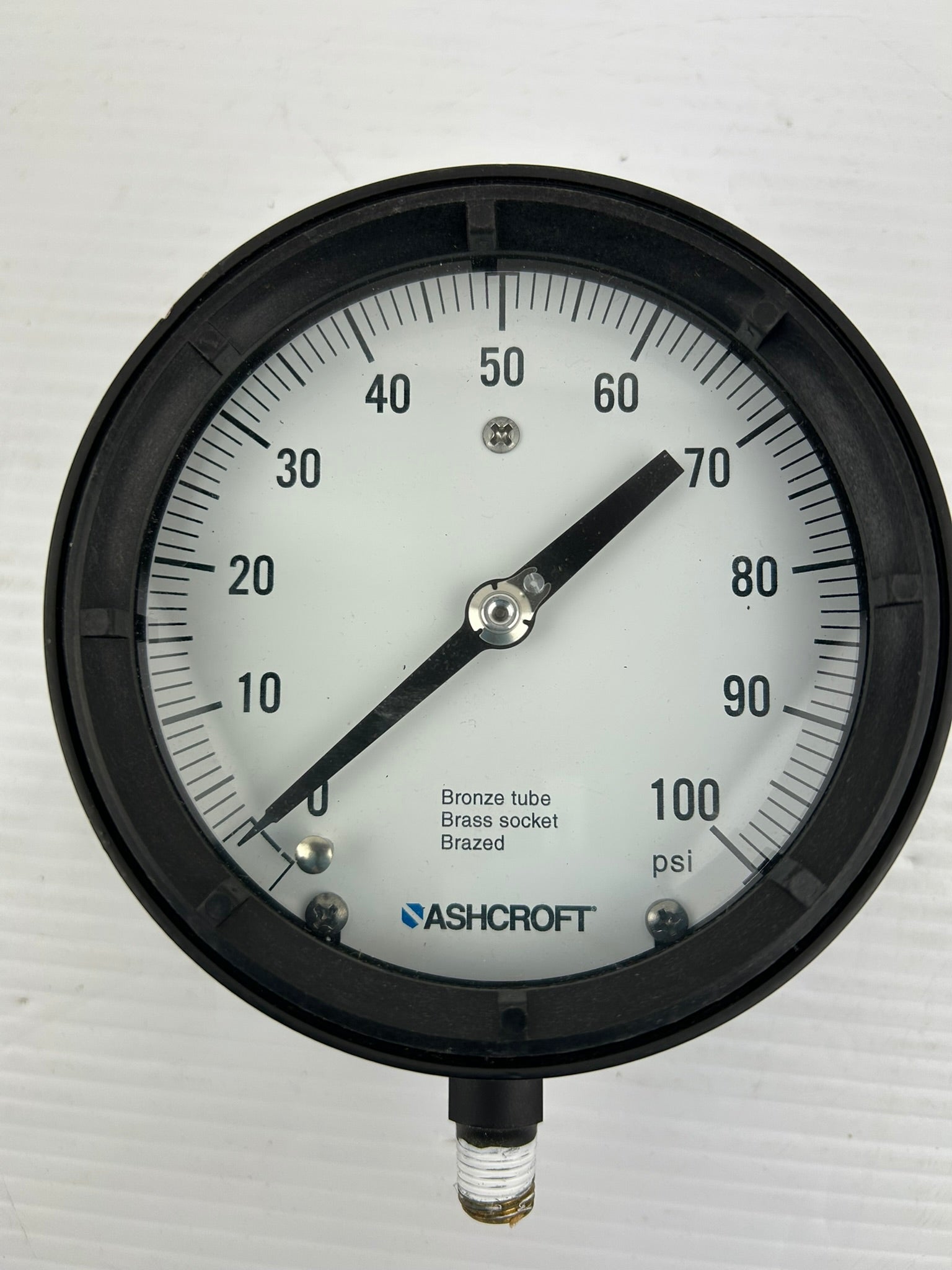Ashcroft Gauge 0-100 PSI Bronze Tube Brass Socket Brazed