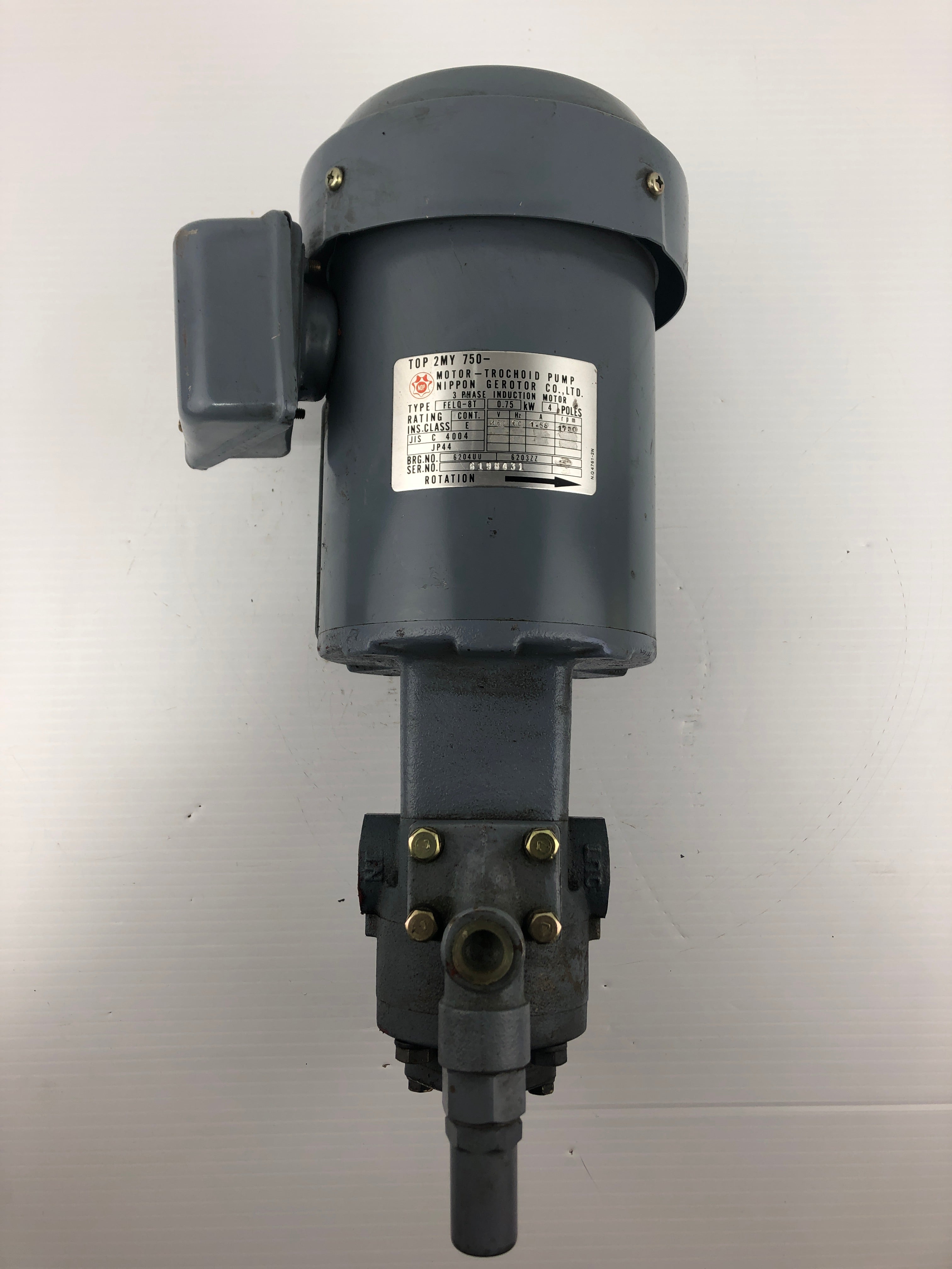 Nippon NOP FELQ-8T Induction Motor TOP 2MY 750 Trochoid Pump TOP-212 HA
