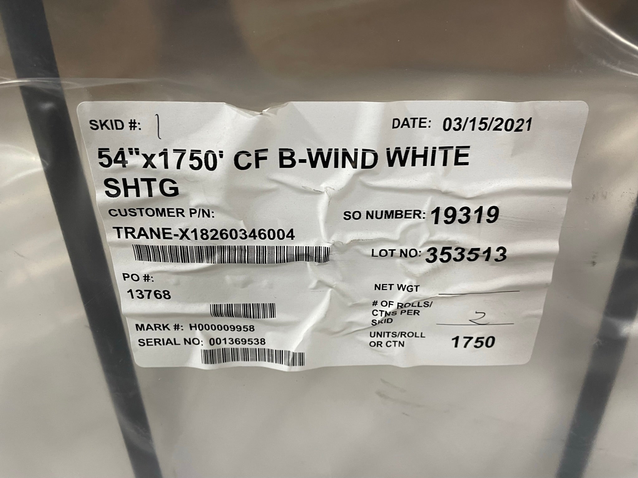 CF B-Wind Sheeting Plastic White 31.5-54" Wide For RVs, Boats, Vehicle Wrap