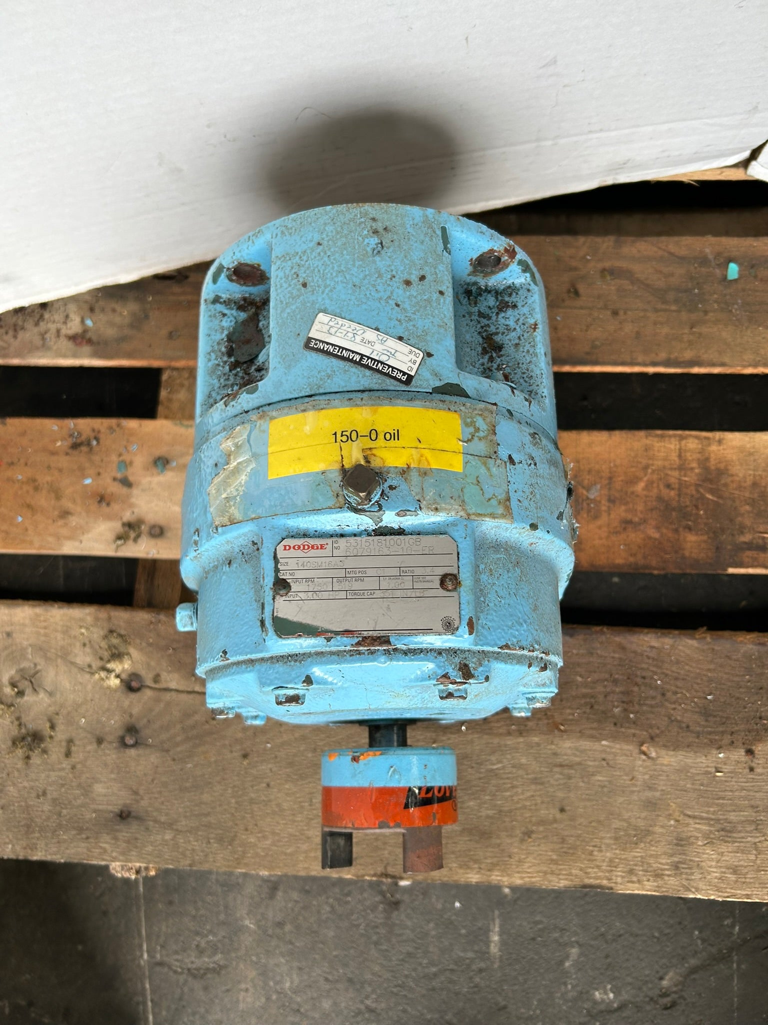 Dodge 140SM16A3 Gear Reducer 5315181001GB6079163-10-ER 3HP 351 in-lbs 3.4 Ratio