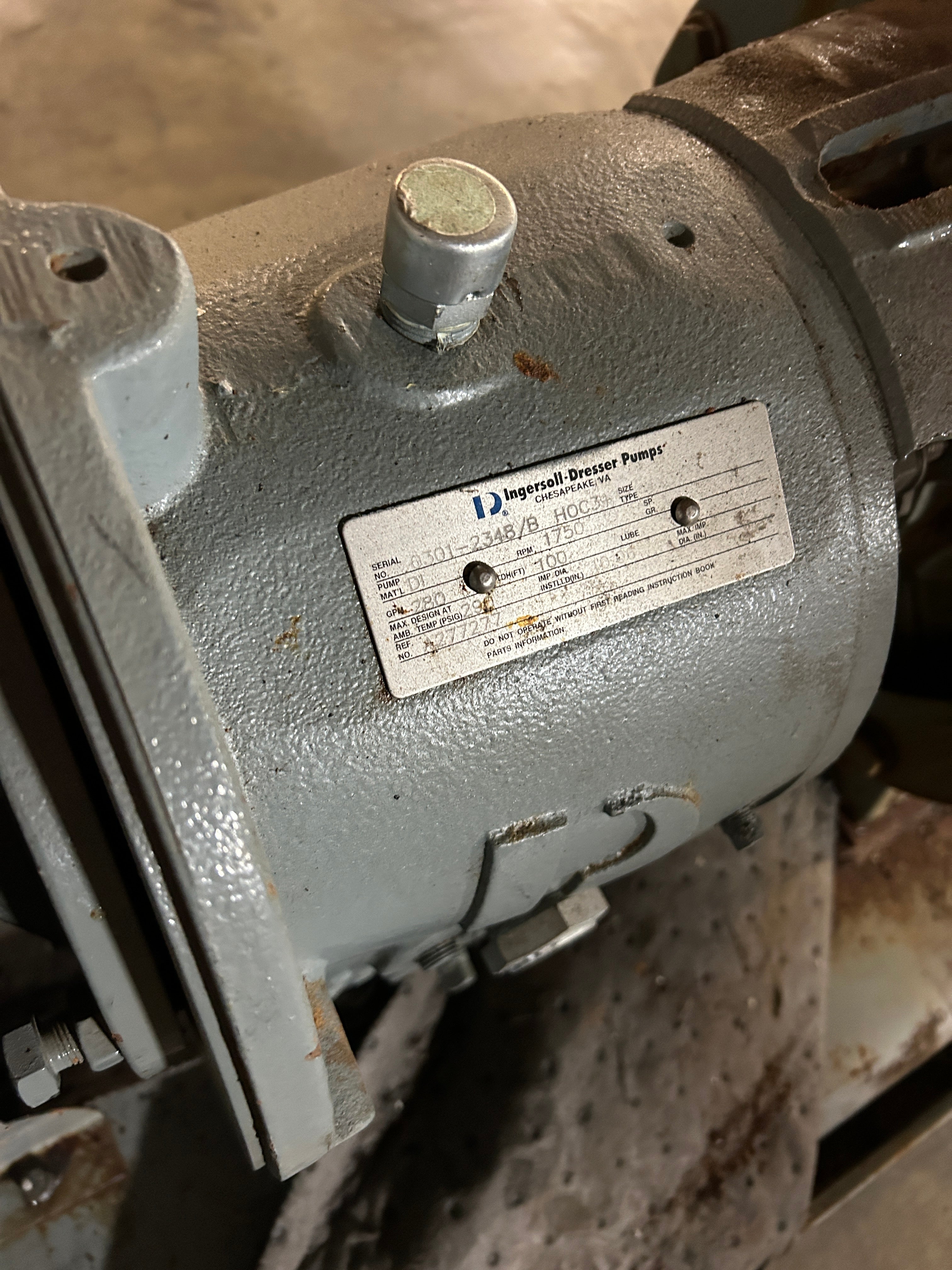 Ingersoll-Dresser HOC3+ Pump Assembly 4x3x10 1750RPM 280GPM 290PSIG