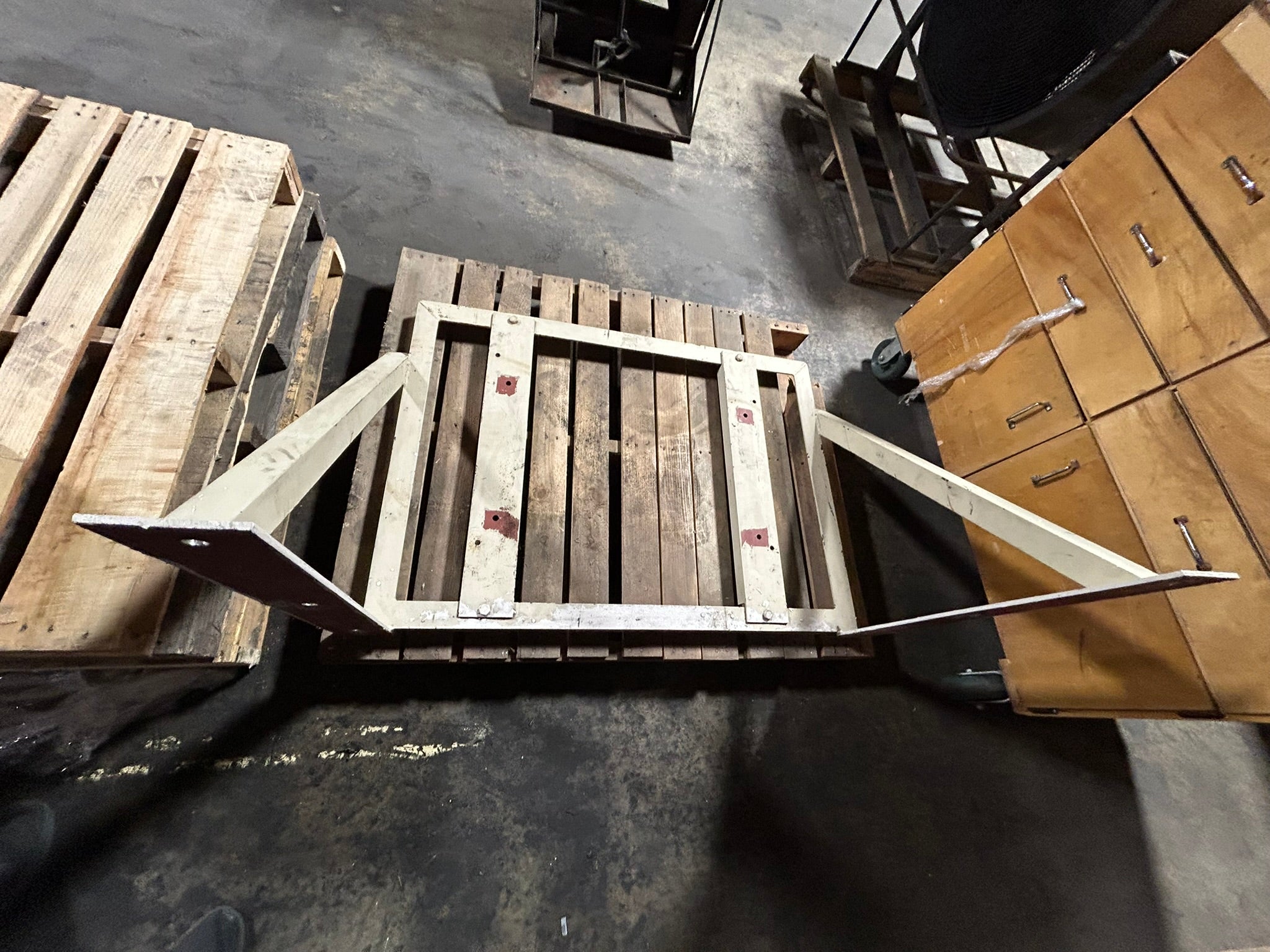 White Forklift Battery Charger Mount Frame Holder - No Hardware