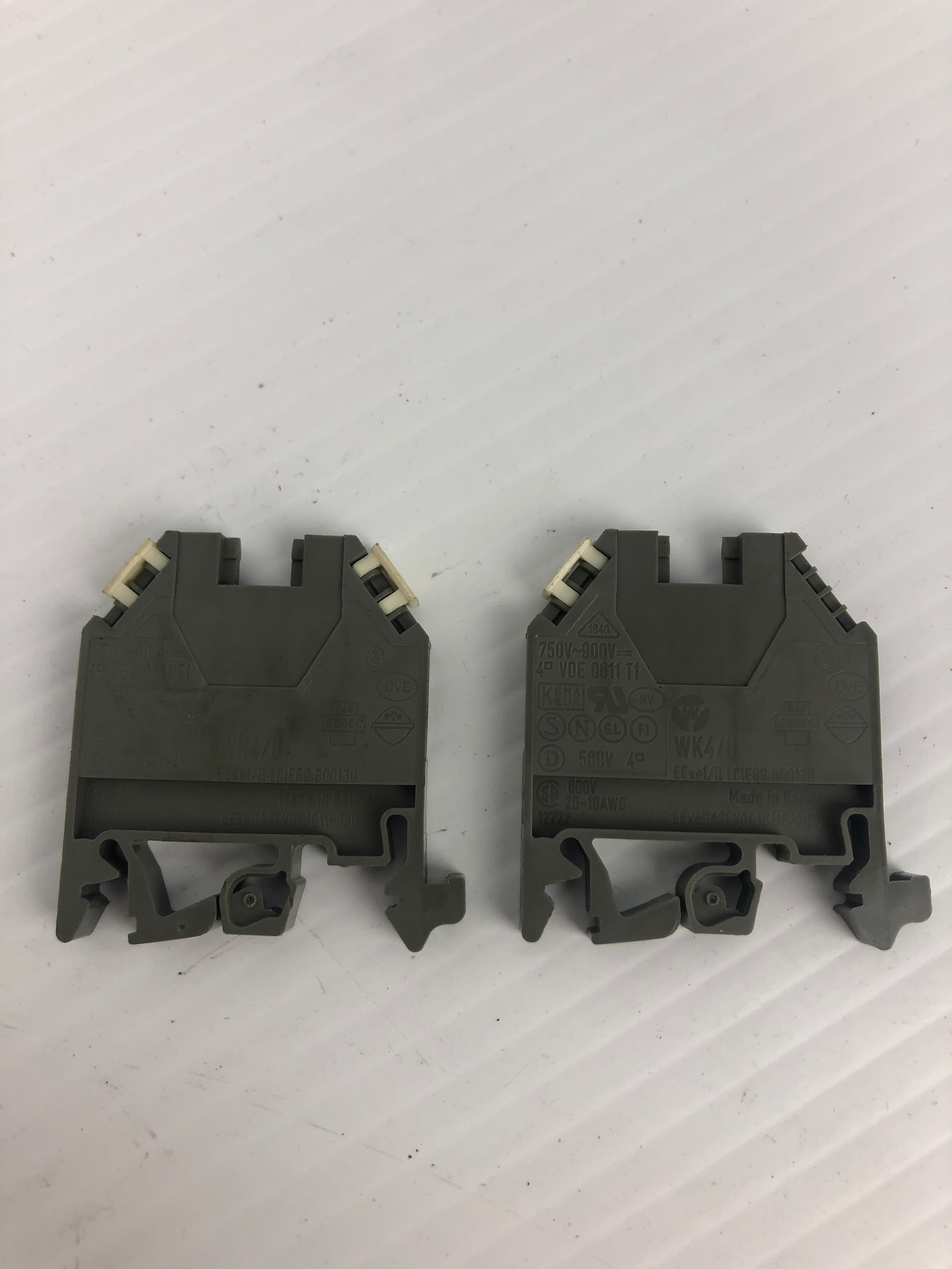 Weidmuller WK4/U Gray Terminal Blocks - Lot of 2