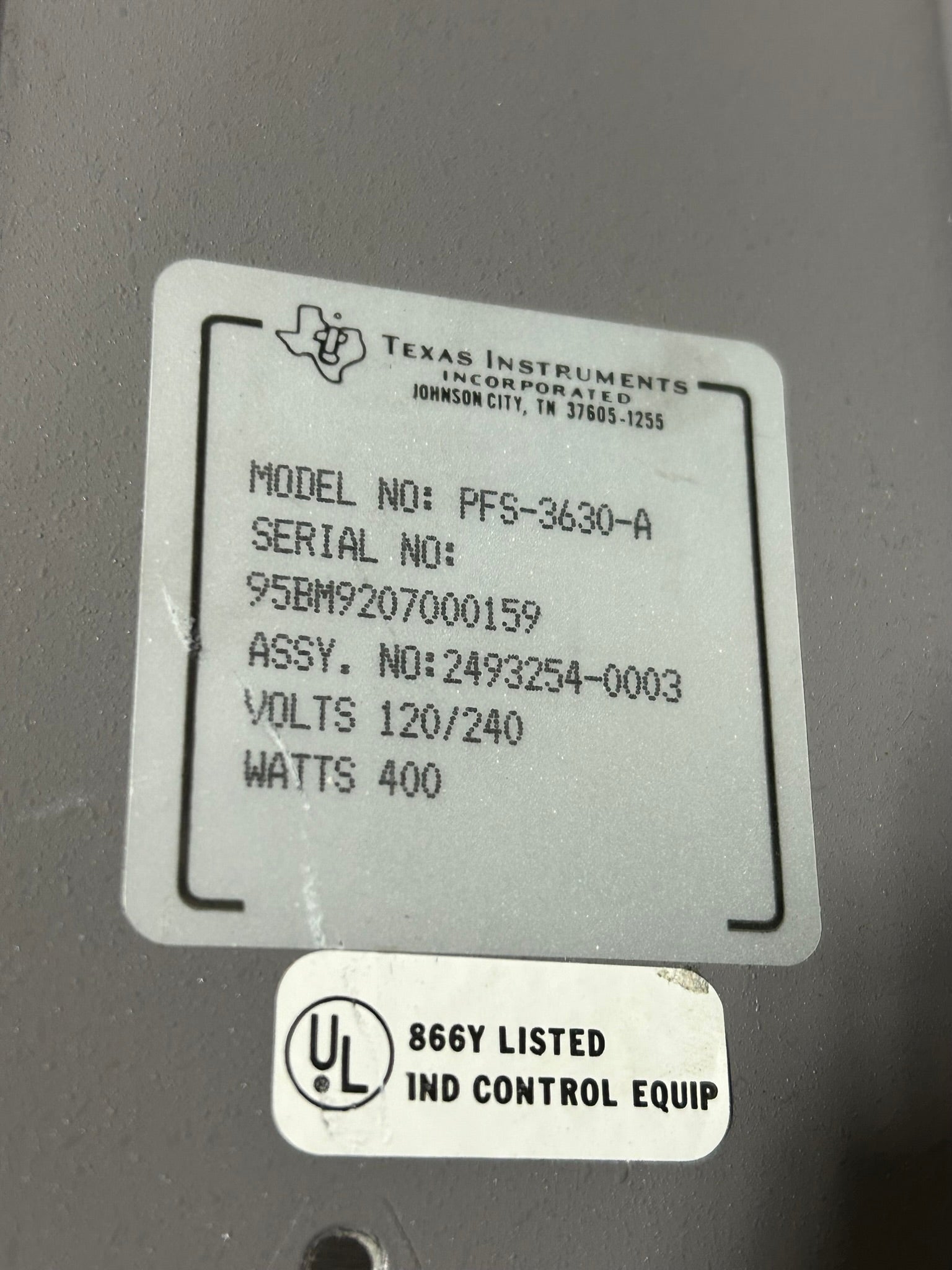 Texas Instruments PFS-3630-A Data Exchange Unit 120/240V 400W