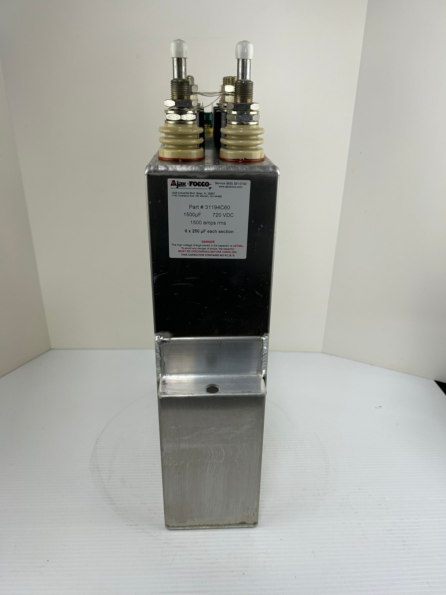 Ajax TOCCO 31194C60 1500uF 720VDC High Energy Capacitor Assembly