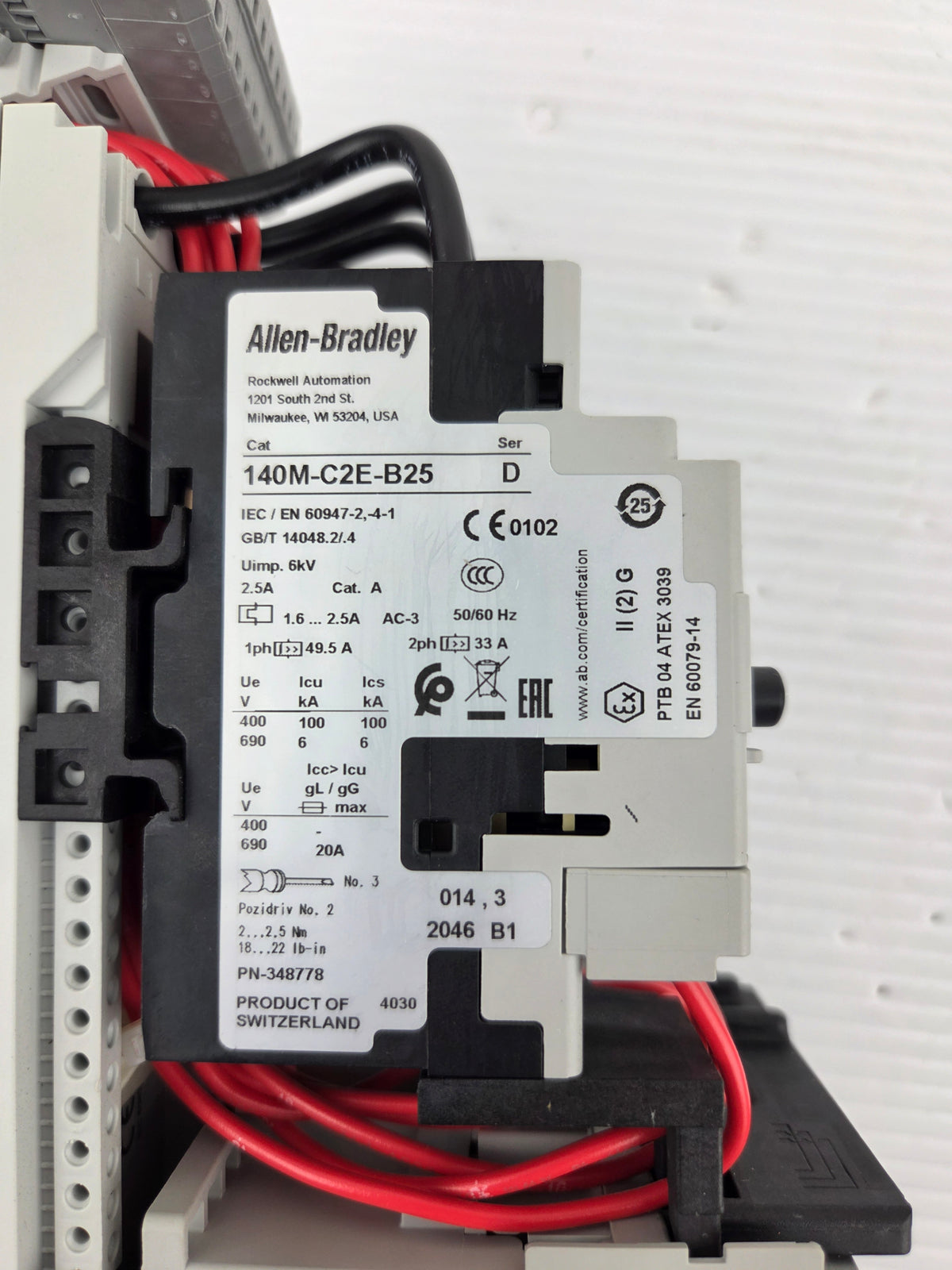 Allen-Bradley 140M-C2E-B25 Motor Starter 100-C09*10 Contactor 107S-ASKP3-CB25C