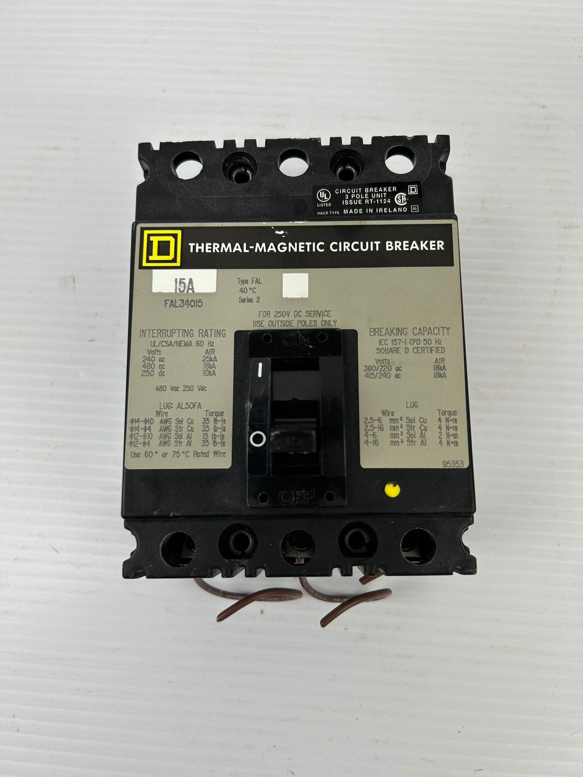Square D FAL34015 Thermal-Magnetic Circuit Breaker 15A