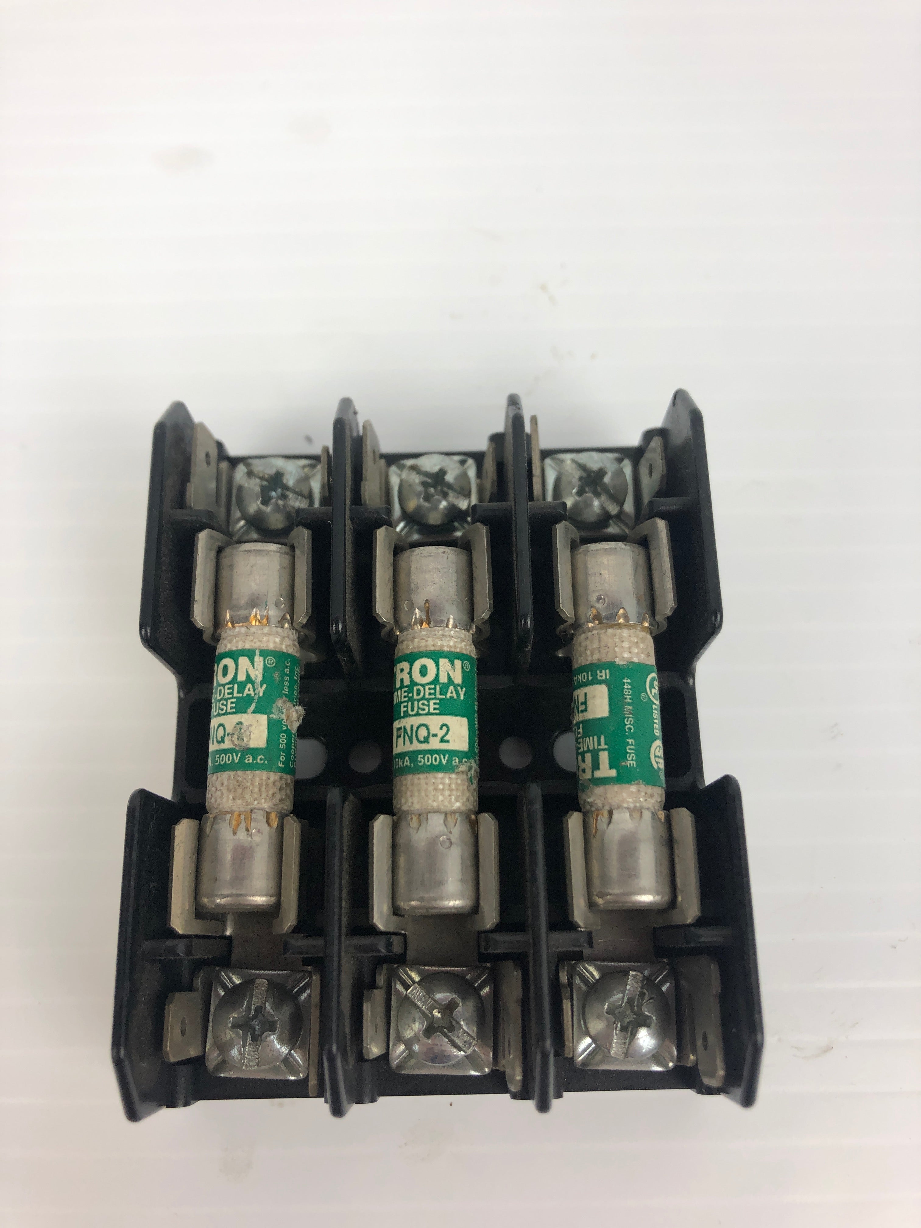 Buss BM6033PQ Fuse Holder with Tron FNQ-2 Fuses 30A 600V 3 Pole