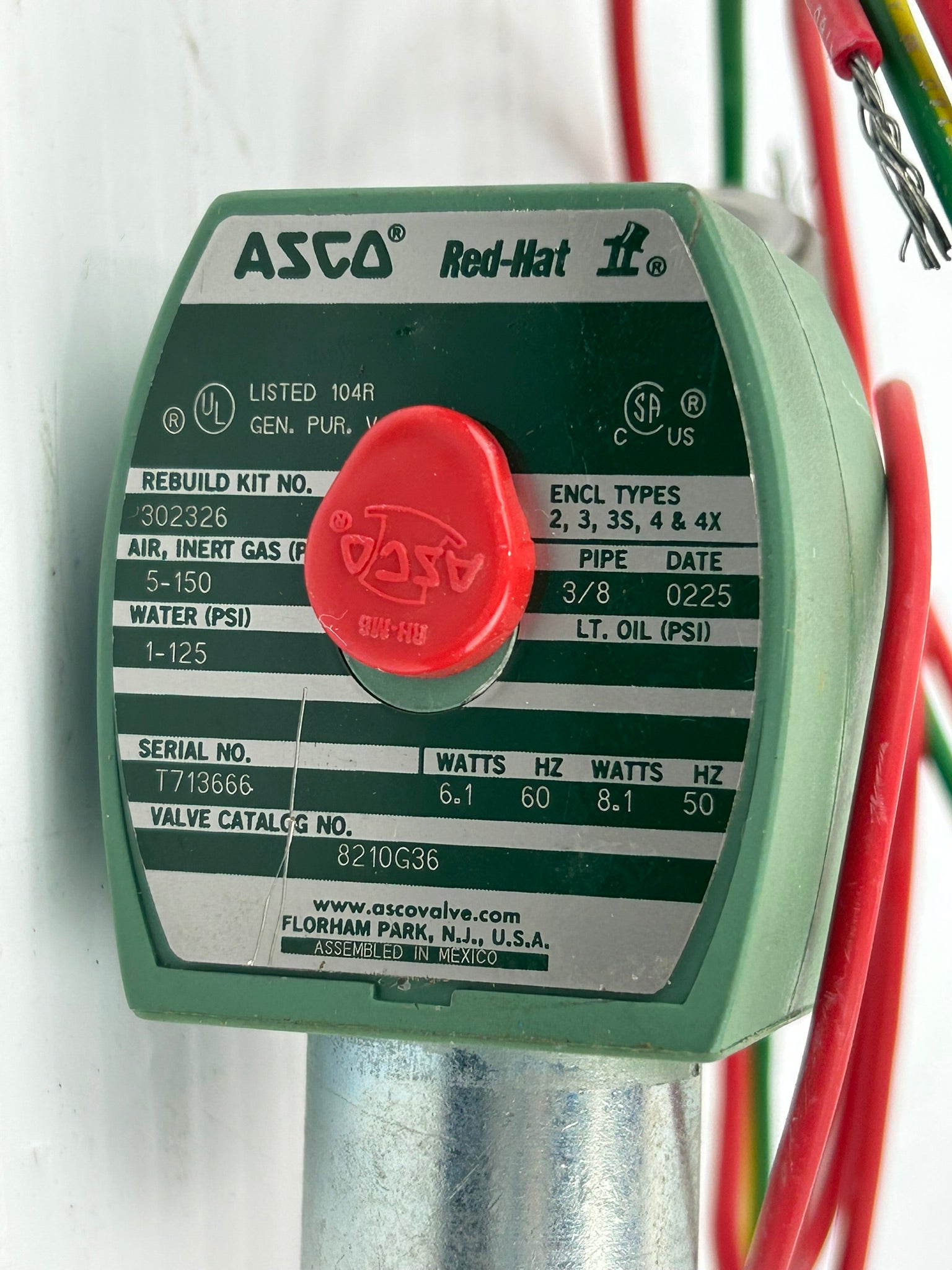 ASCO 8210G36 Solenoid Valve 6.1/8.1 Watts 50/60Hz