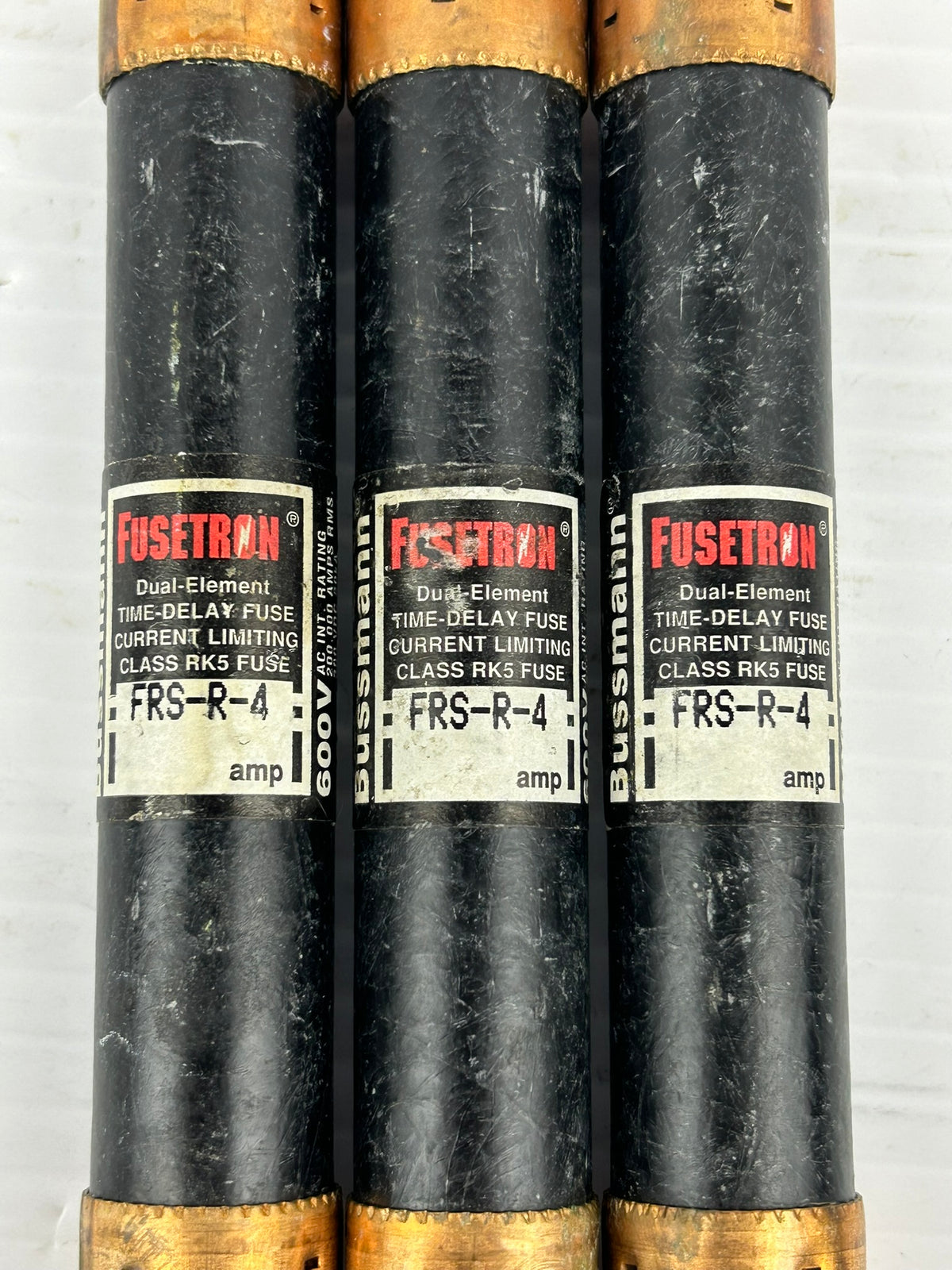 Cooper Bussmann FRS-R-4 Fusetron Dual Element Time Delay Fuse 600V 4A - Lot of 3