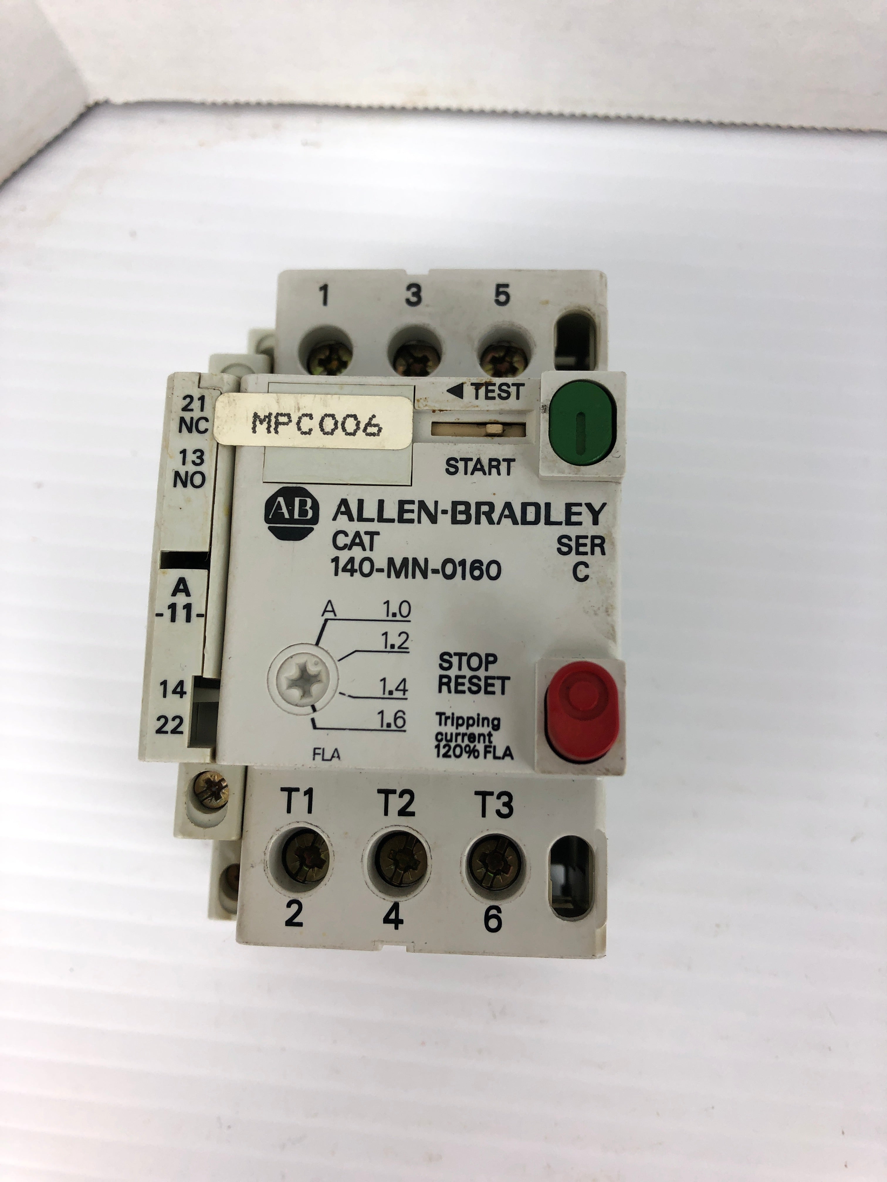 Allen Bradley 140-MN-0160 Manual Motor Starter Ser. C with 140-A11 Aux. Contact