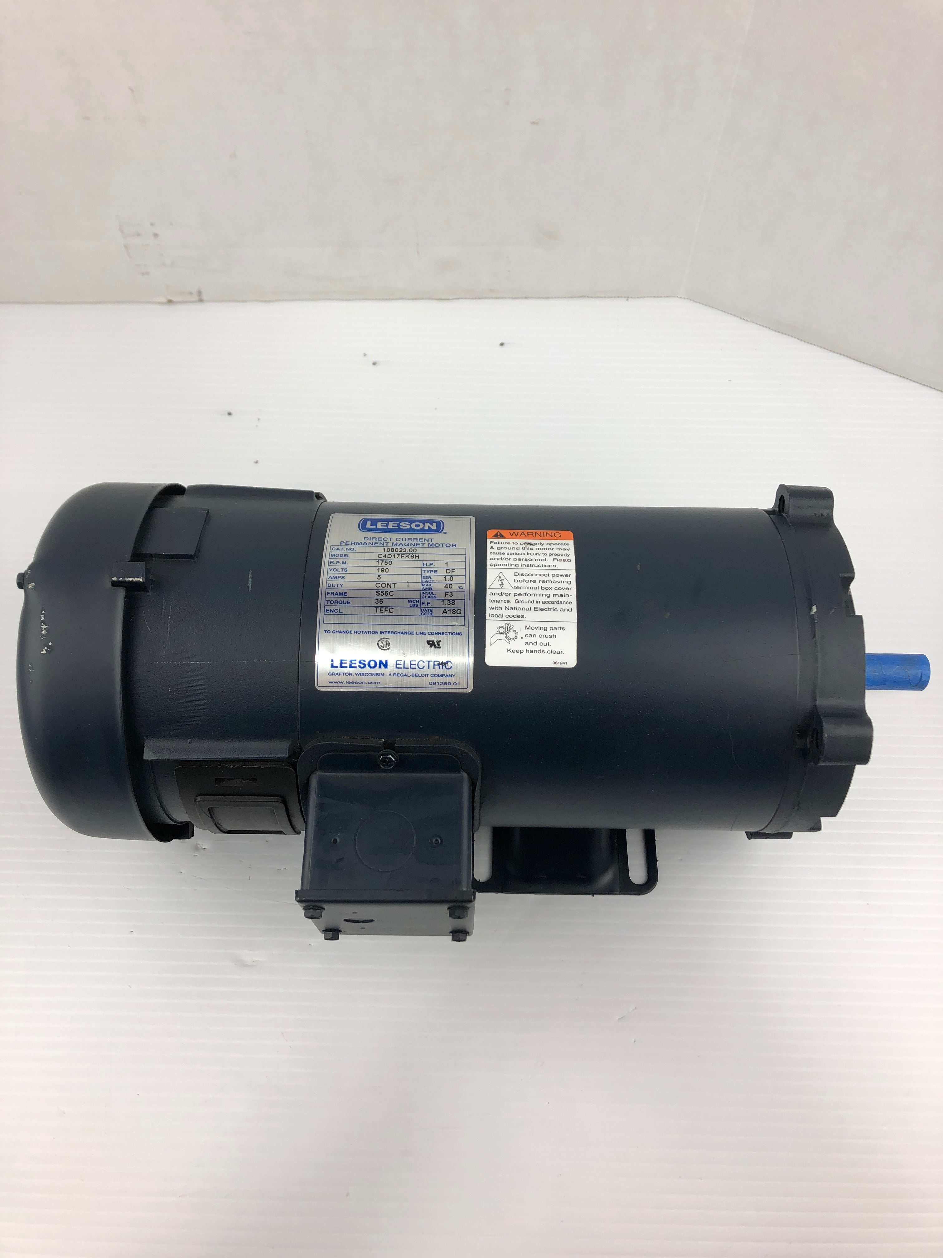 Leeson C4D17FK6H DC Permanent Magnet Motor 1HP 1750 RPM S56C Frame DF 108023.00