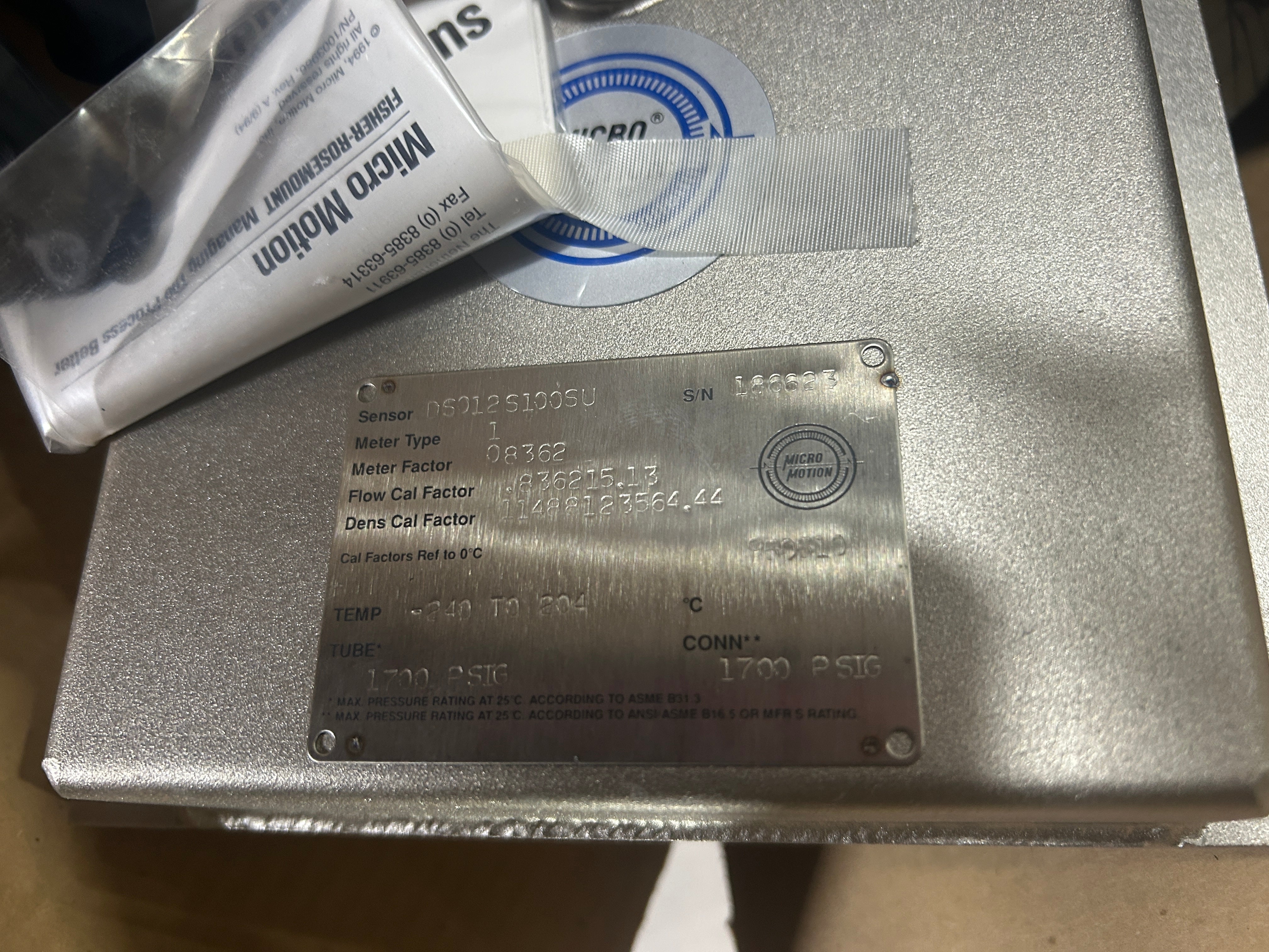 Micro Motion DS012S100SU Mass Flow Sensor Transmitter 950510