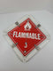 Metal Flammable 3 RED Semi Truck Trailer Sign White Base 2 Piece - Lot of 2 Sign