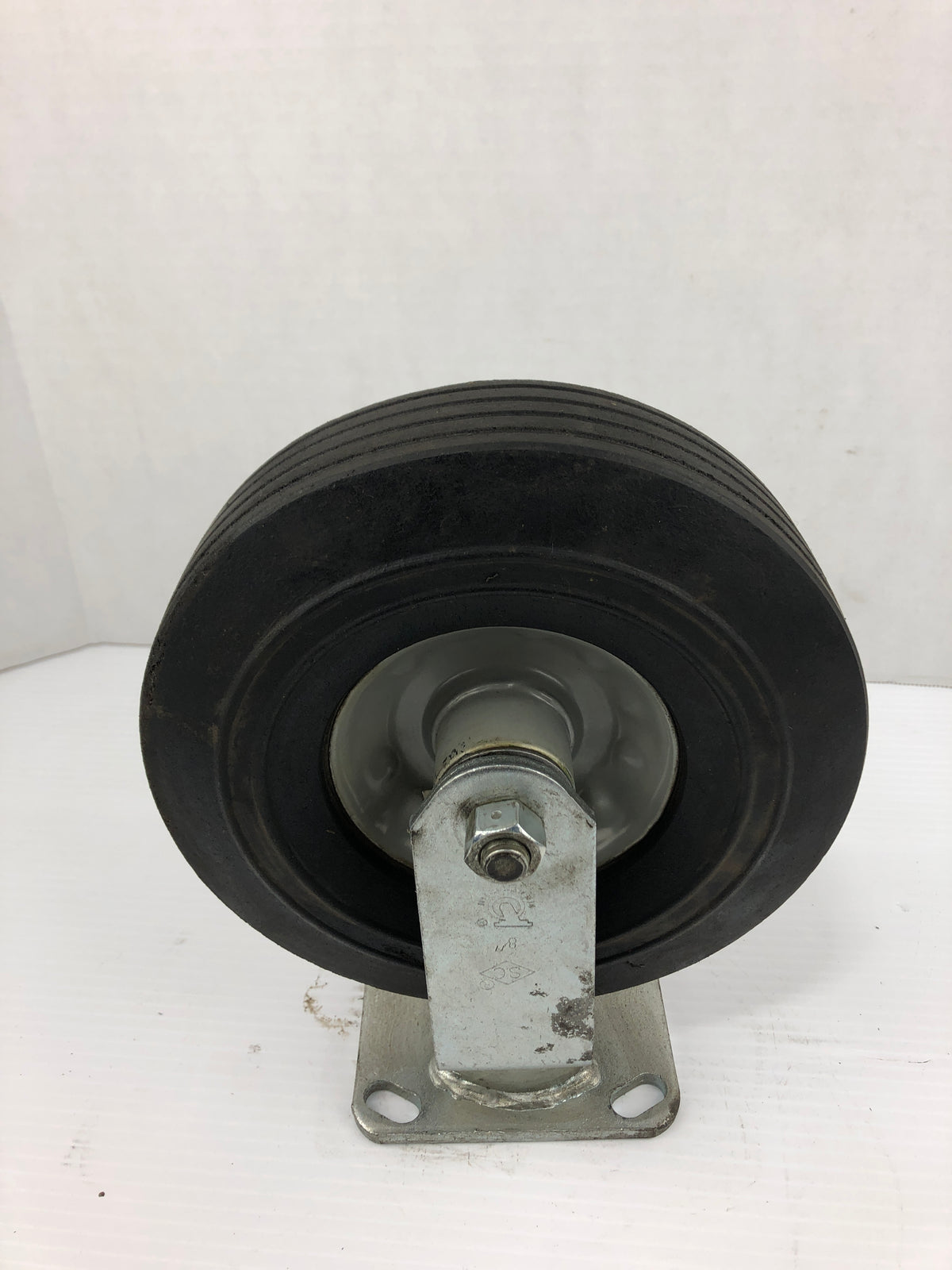 8" Caster Wheel with Bracket 1NWY9 Flat-Free Solid Rubber