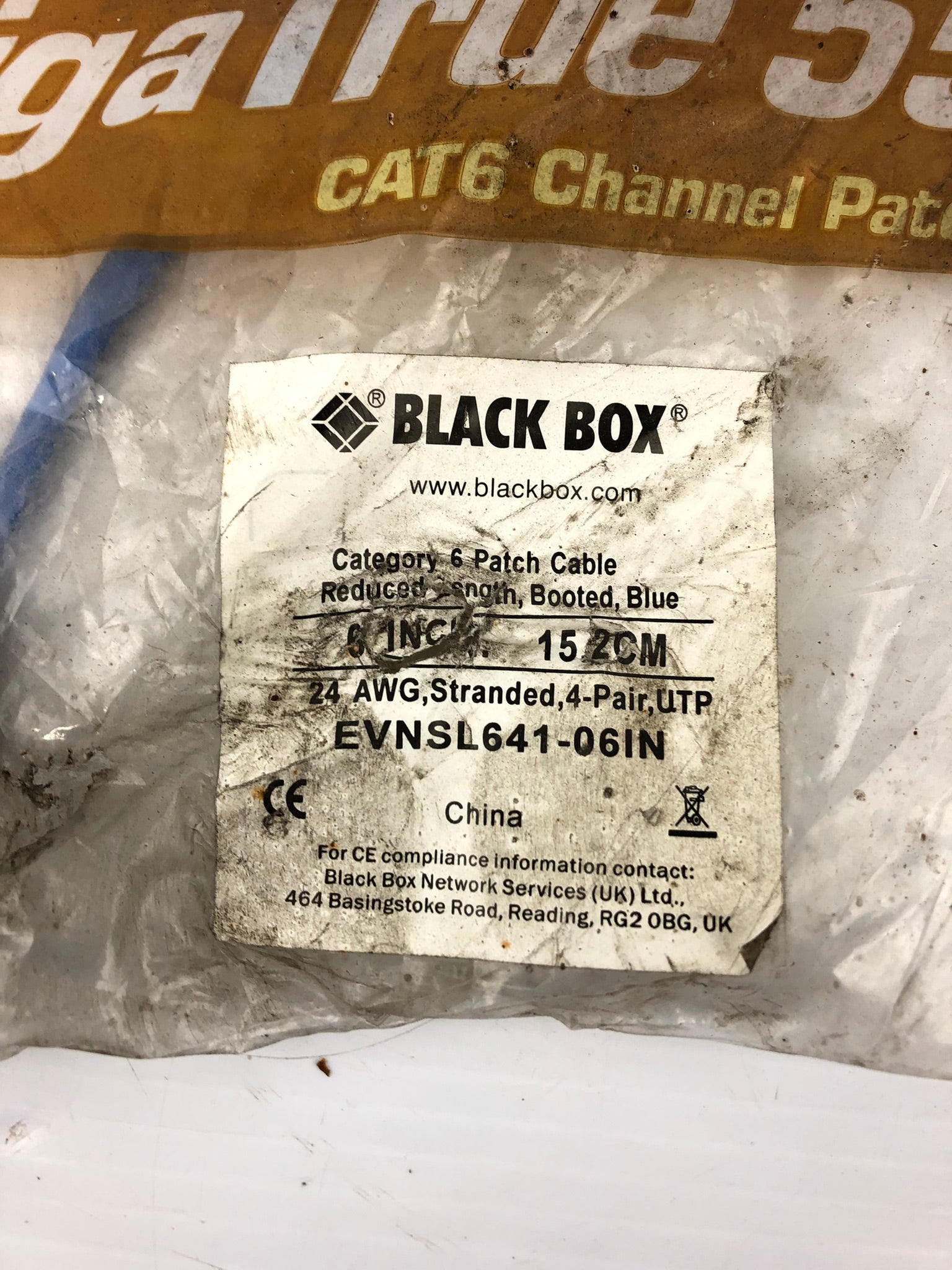Black Box Giga True 550 CAT6 Channel Patch Cable EVNSL641-06IN 6"