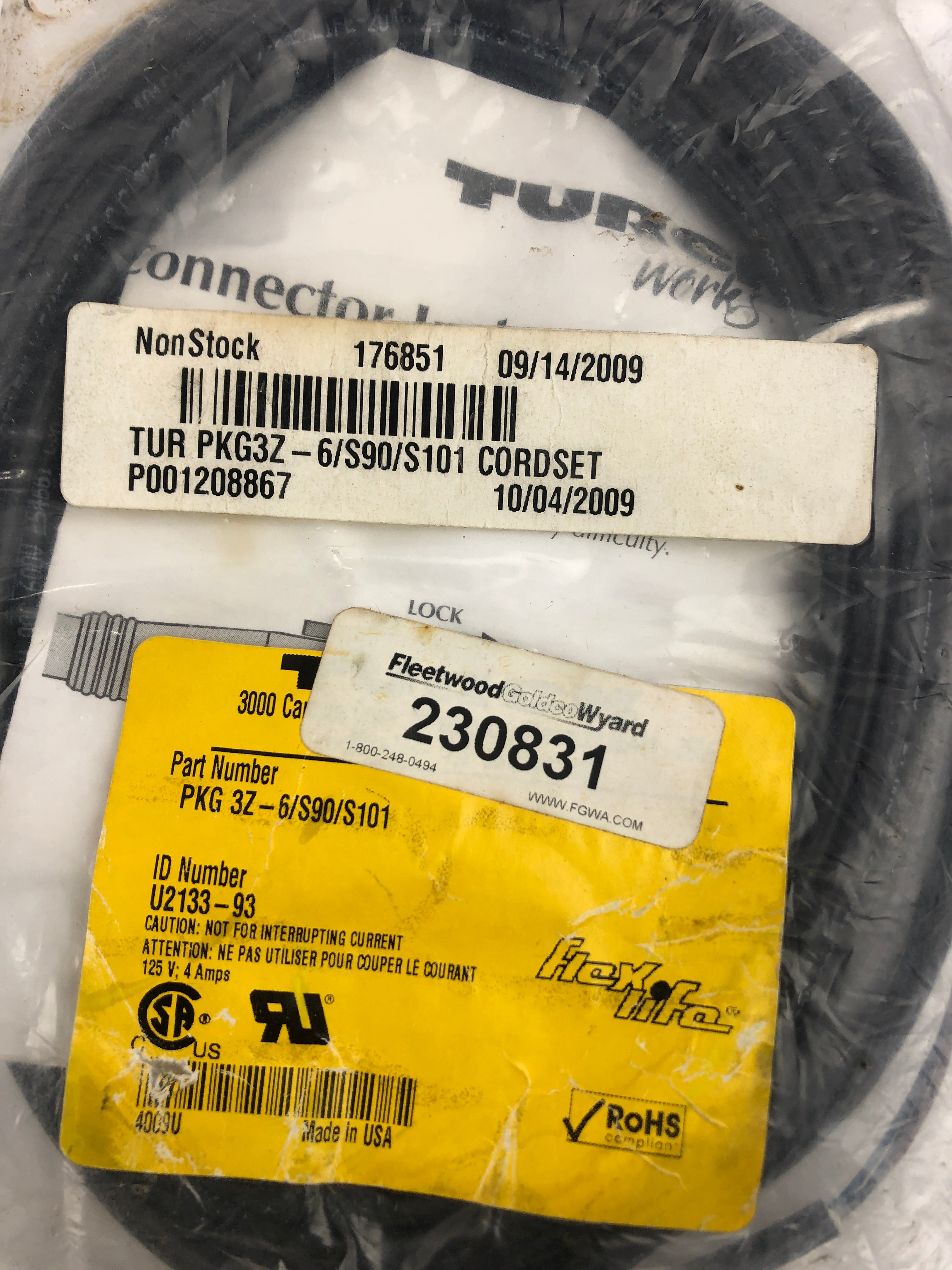 Turk PKG 3Z-6/S90/S101 FlexLife Cable Cord U2133-93 Fleetwood Goldco Wyard 23831