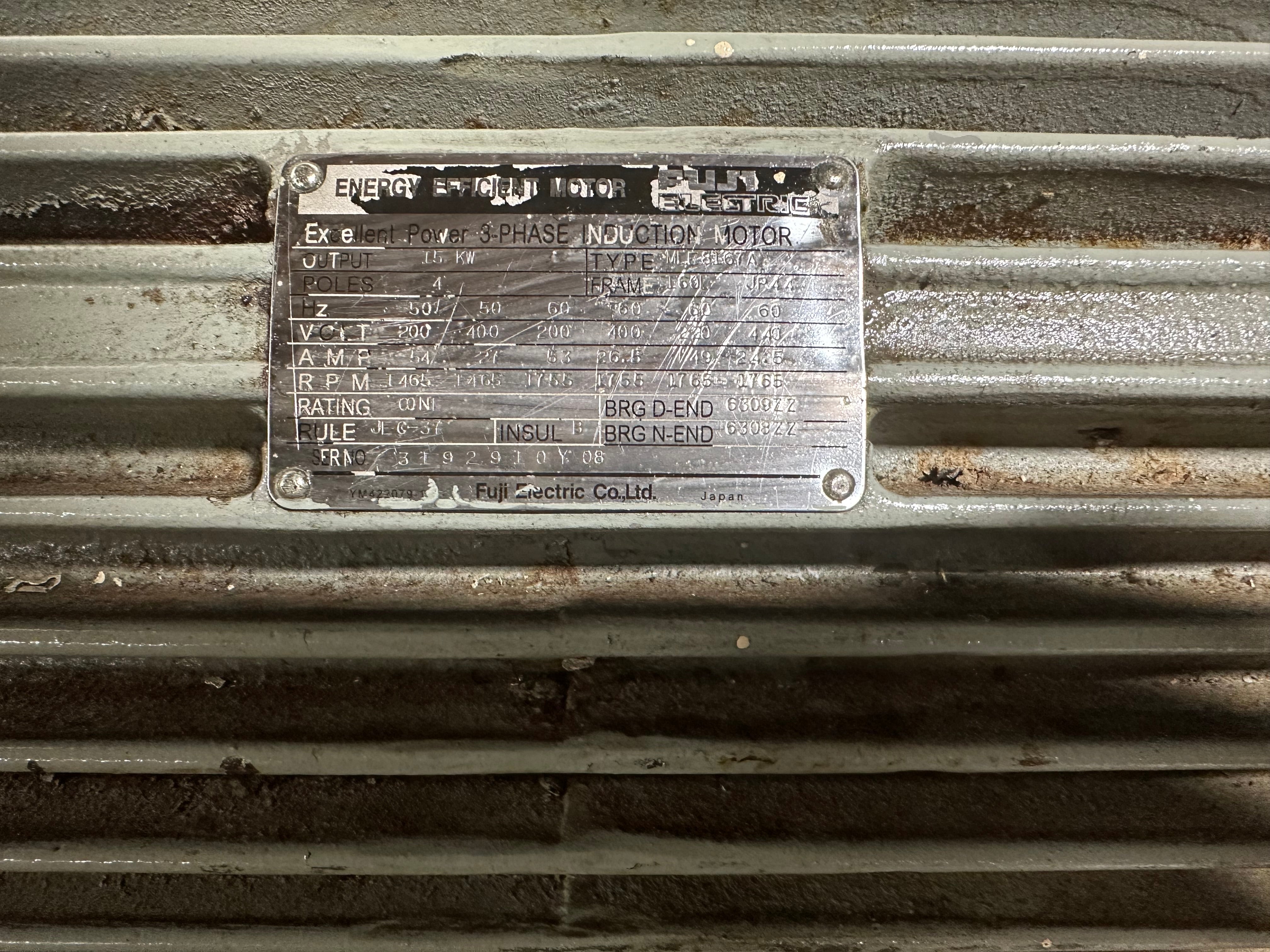 Fuji Electric MLE8167A Energy Efficient Induction Motor 15kW 4P 3PH 1601 Frame