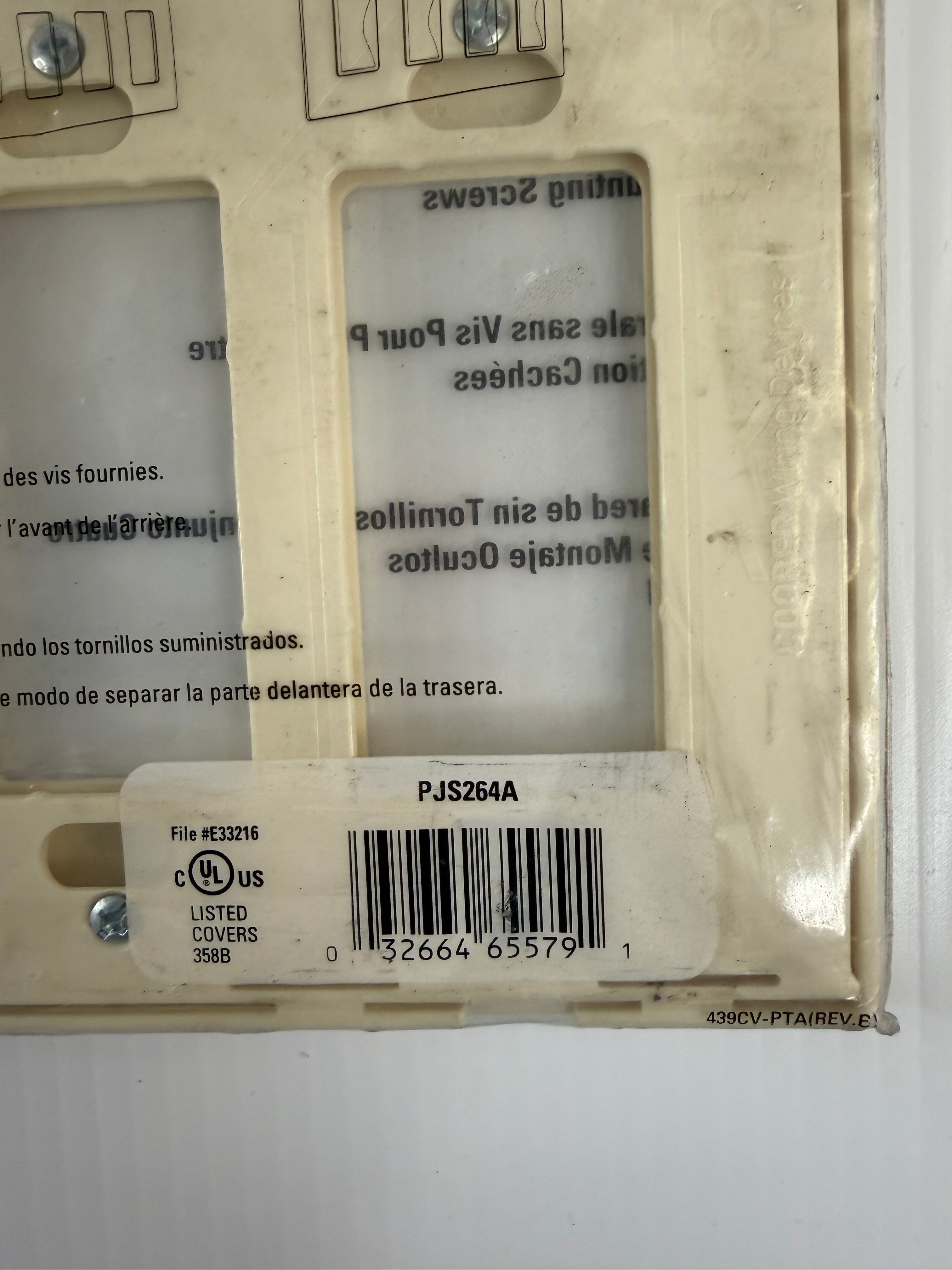 Cooper Wiring 4-Gang Screwless Wallplate Lot of 9 PJS264A