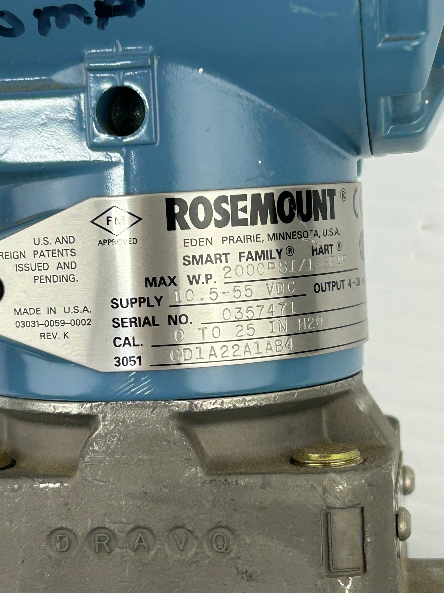 Rosemount 3051CD1A22A1AB4 Pressure Transmitter Base Type D
