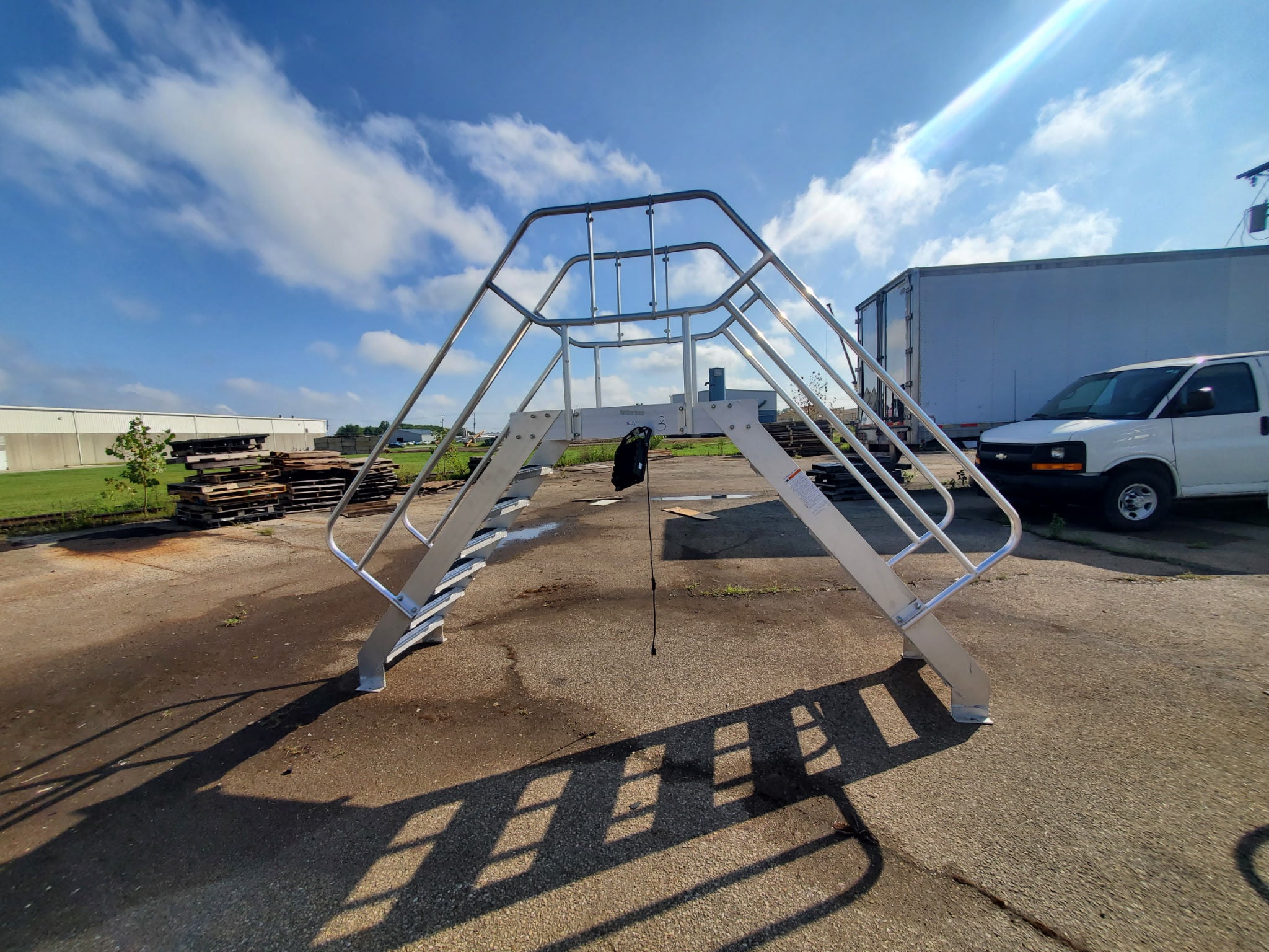 Cotterman Aluminum Crossover Bridge Ladder Platform Stairs & Handrails 129" L