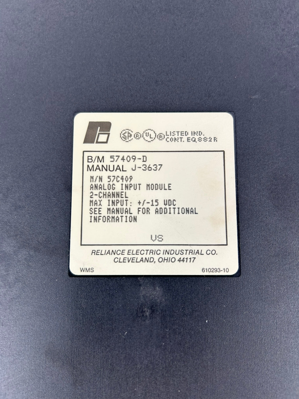 Reliance Electric 57C409 Isolated Control A/D Analog Input Module 57409-D J-3637