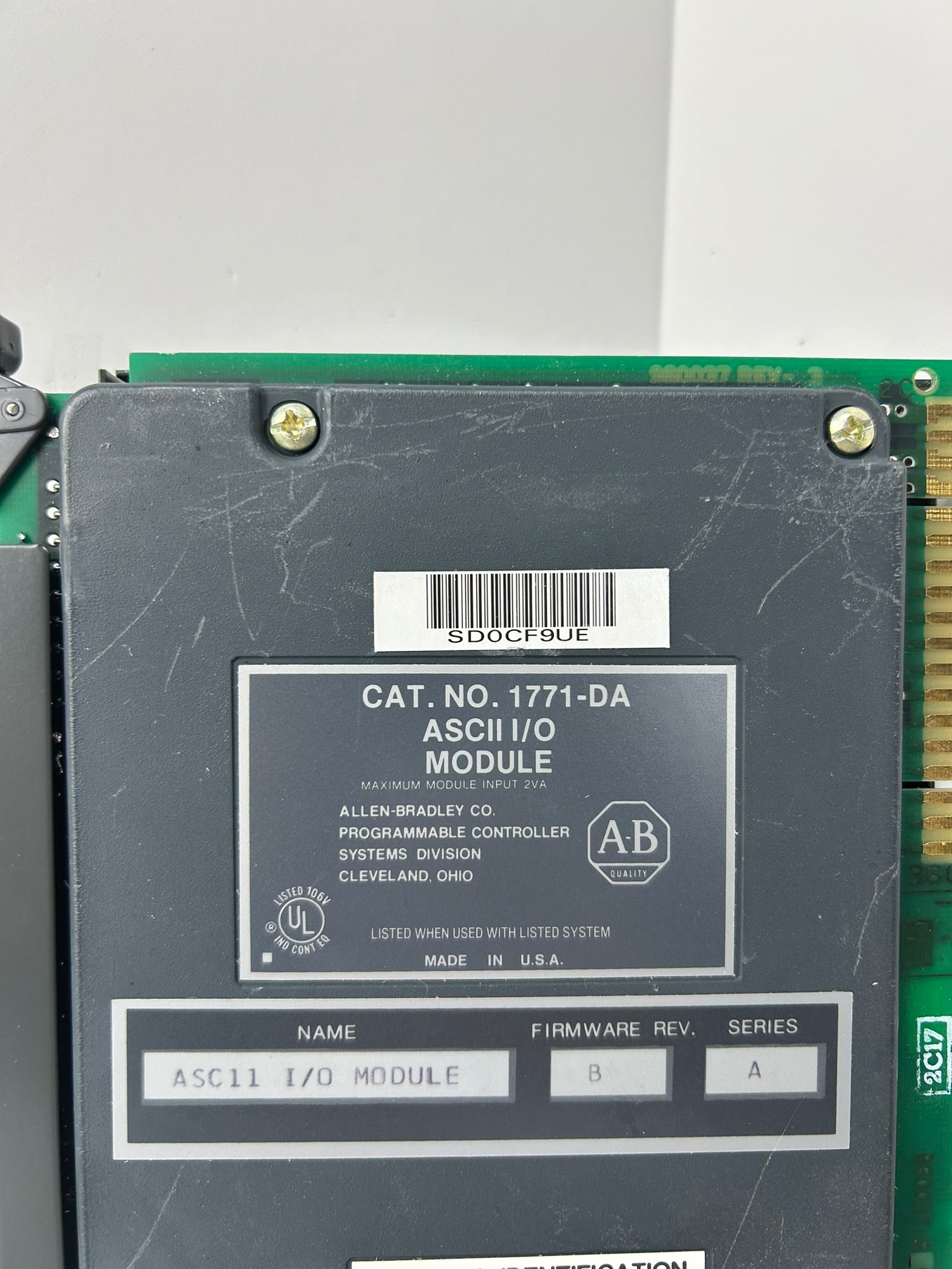 Allen-Bradley 1771-DA ASCII I/O Module Series A Rev B 2VA