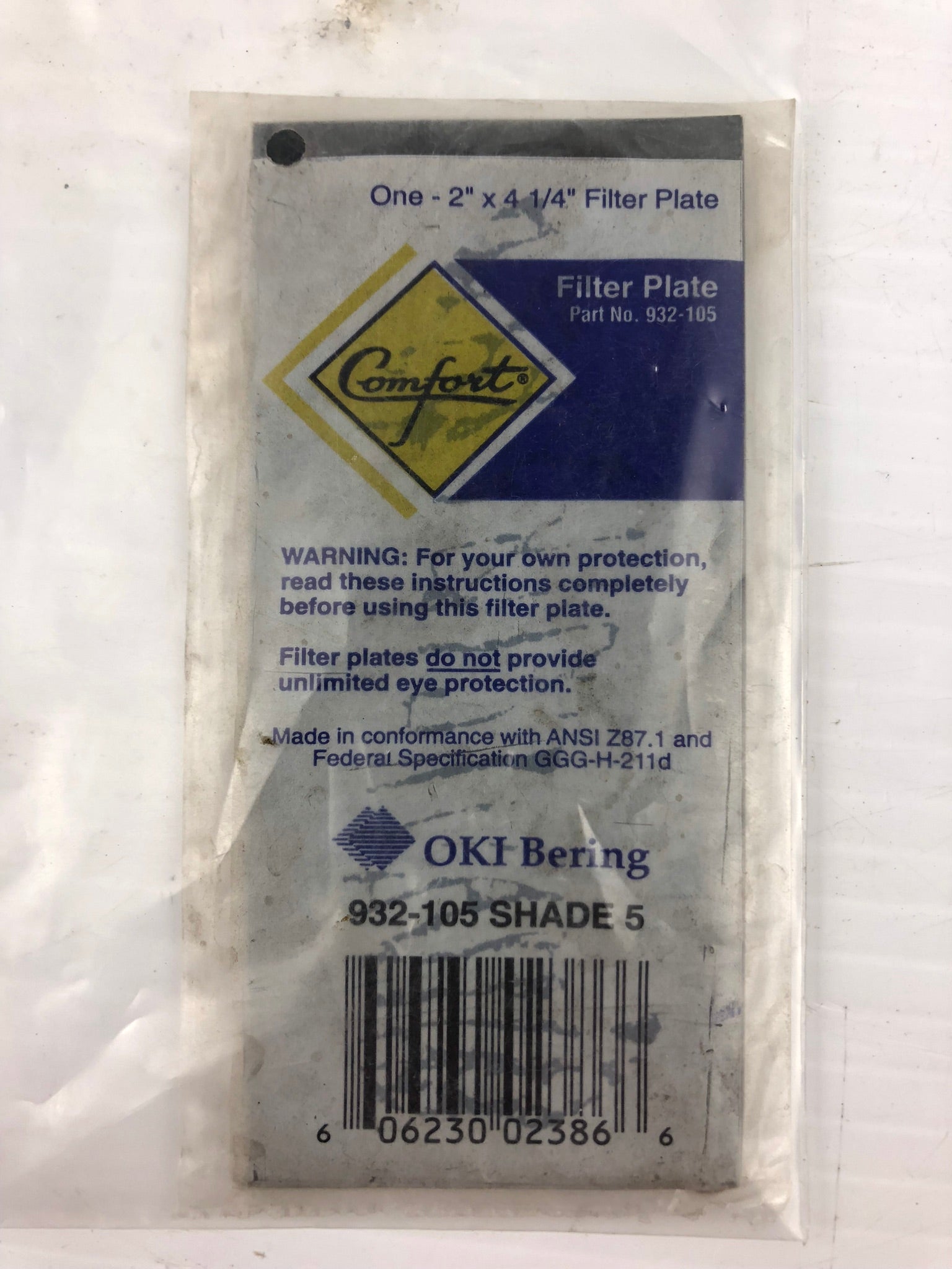 OKI Bering 932-105 Welding Impact Resistant Filter Plate 2" x 4-1/4" Shade 5