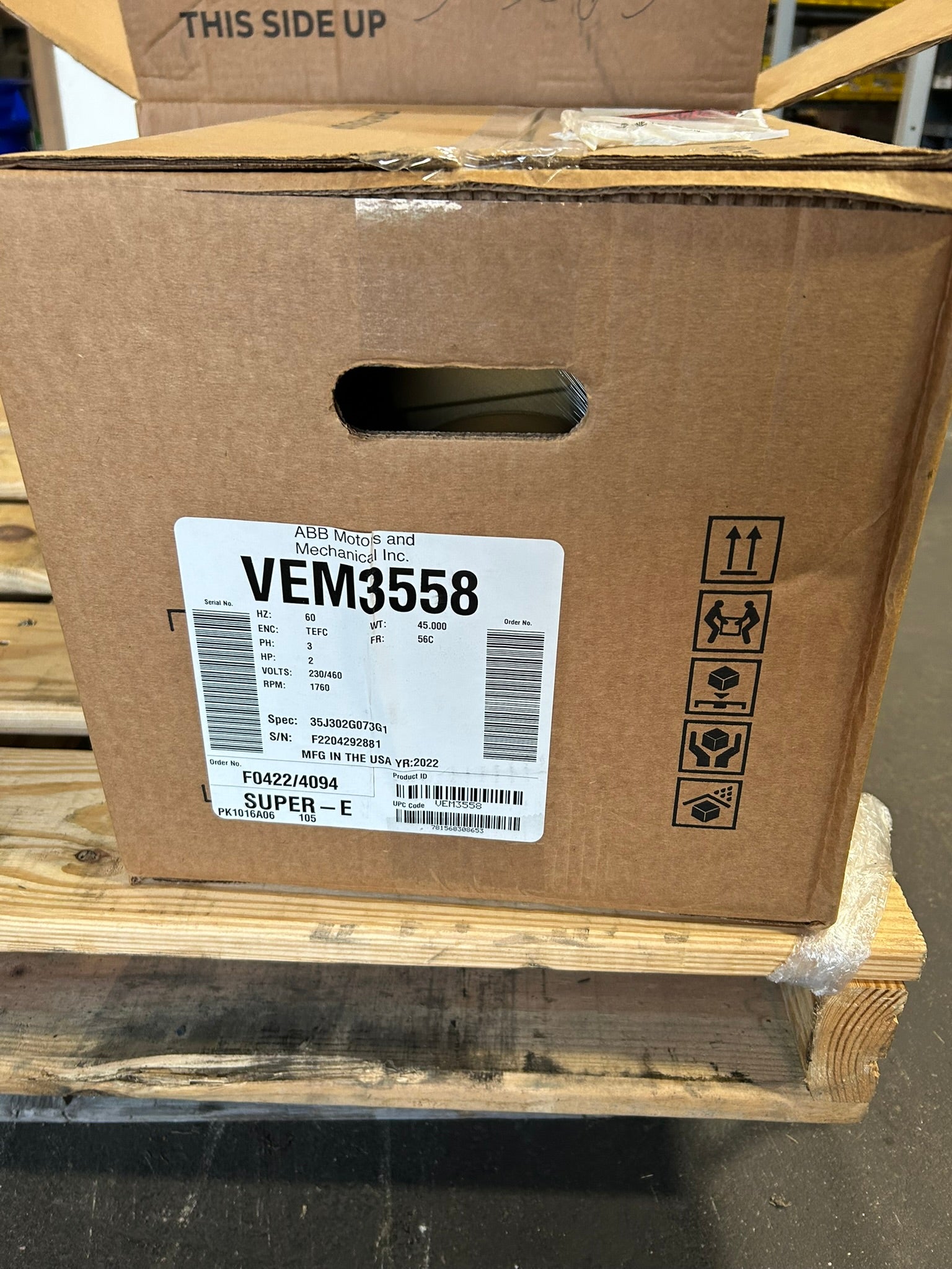 Baldor VEM3558 DC Electric Motor 2 HP 3 PH 1760 RPM 230/460 Volts