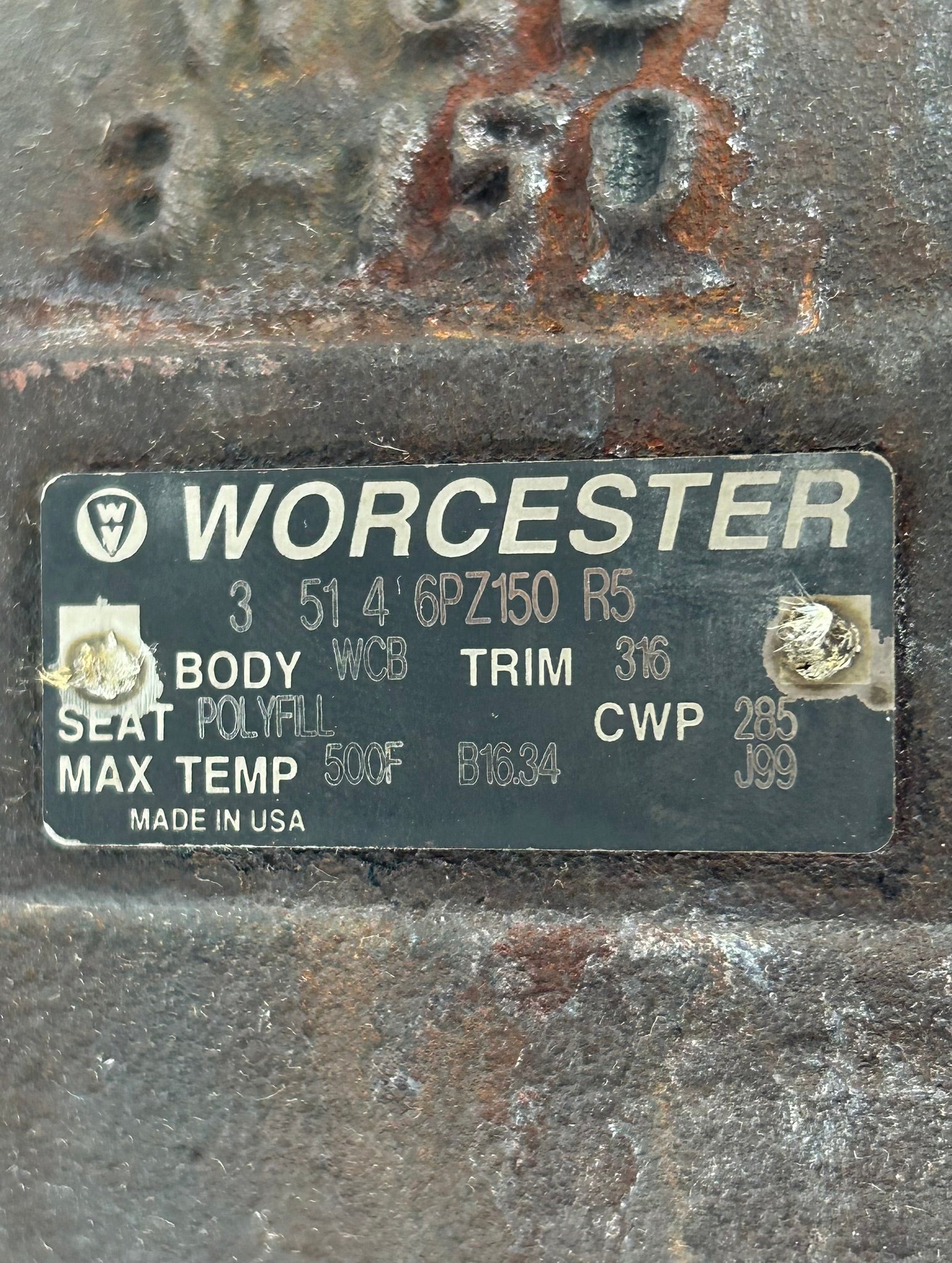 Worcester 35146PZ150R5 Valve 7-1/2" x 8" 500°F Max