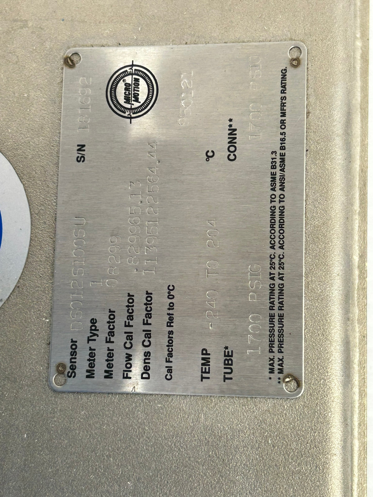 Micro Motion DS012S100SU Mass Flow Sensor Transmitter 08299