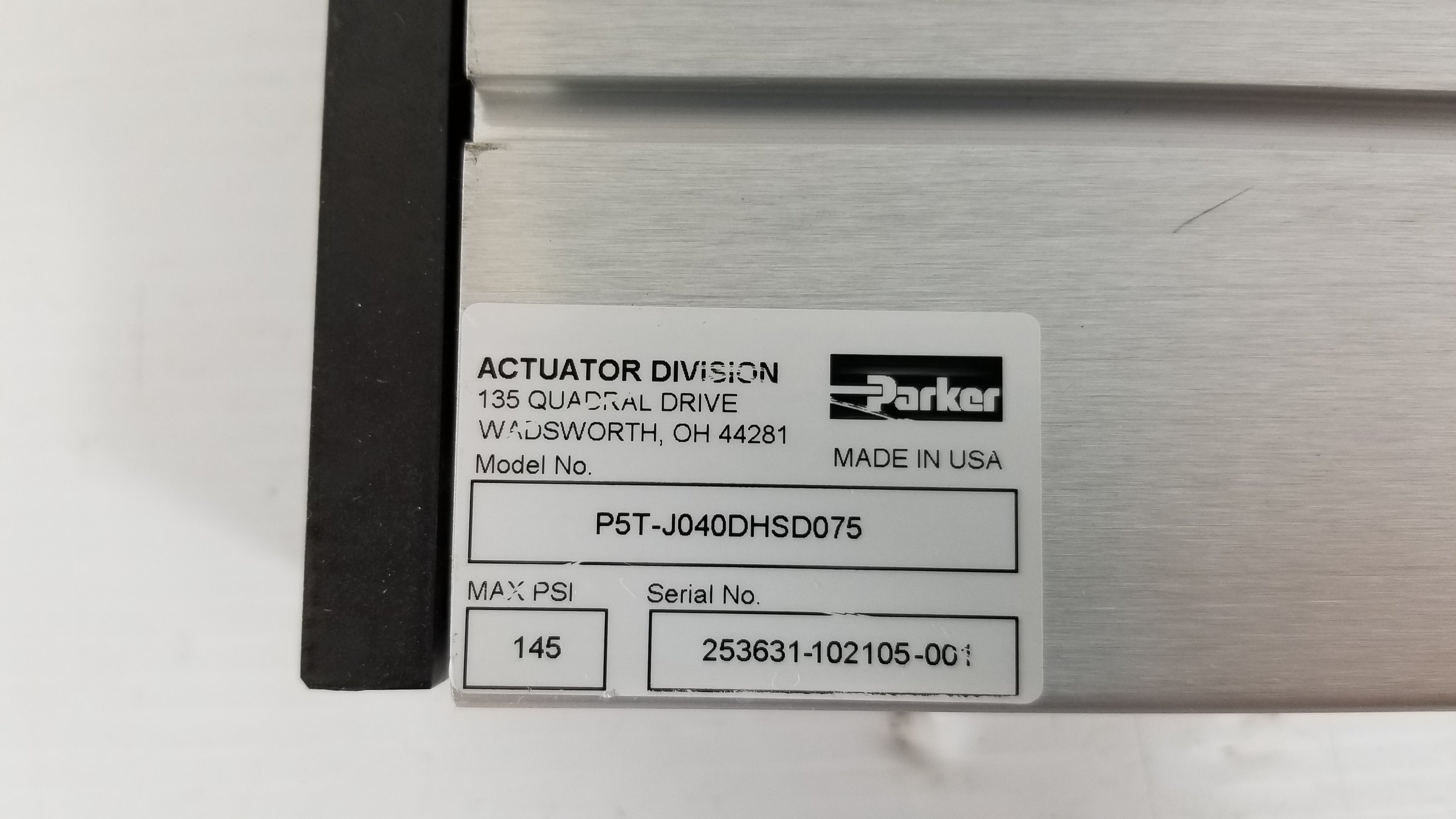 Parker P5T-J040DHSD075 Short Stroke Thruster Actuator