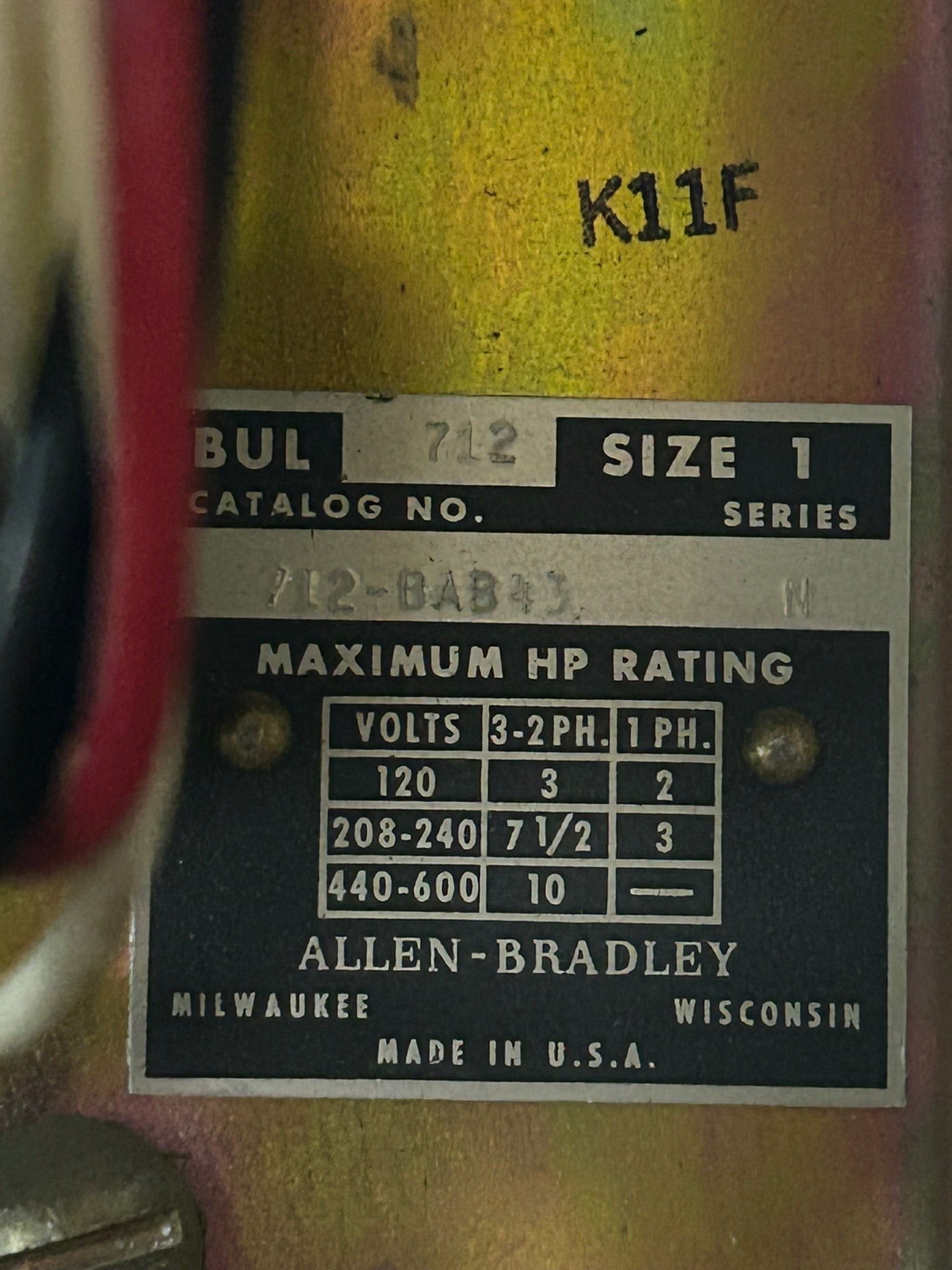 Allen Bradley Size 1 Combination Starter 712-BAB43