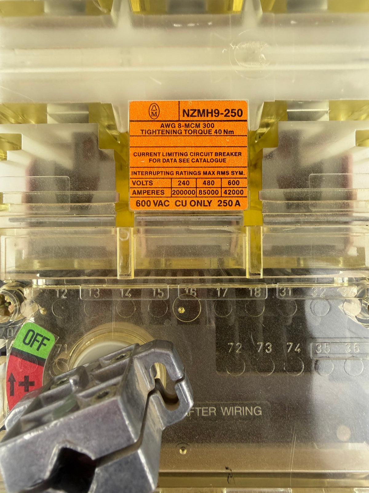 Moeller Circuit Breaker NZMH9-250 250 Amp 240/480/600 Volt ZM9A-250-NA