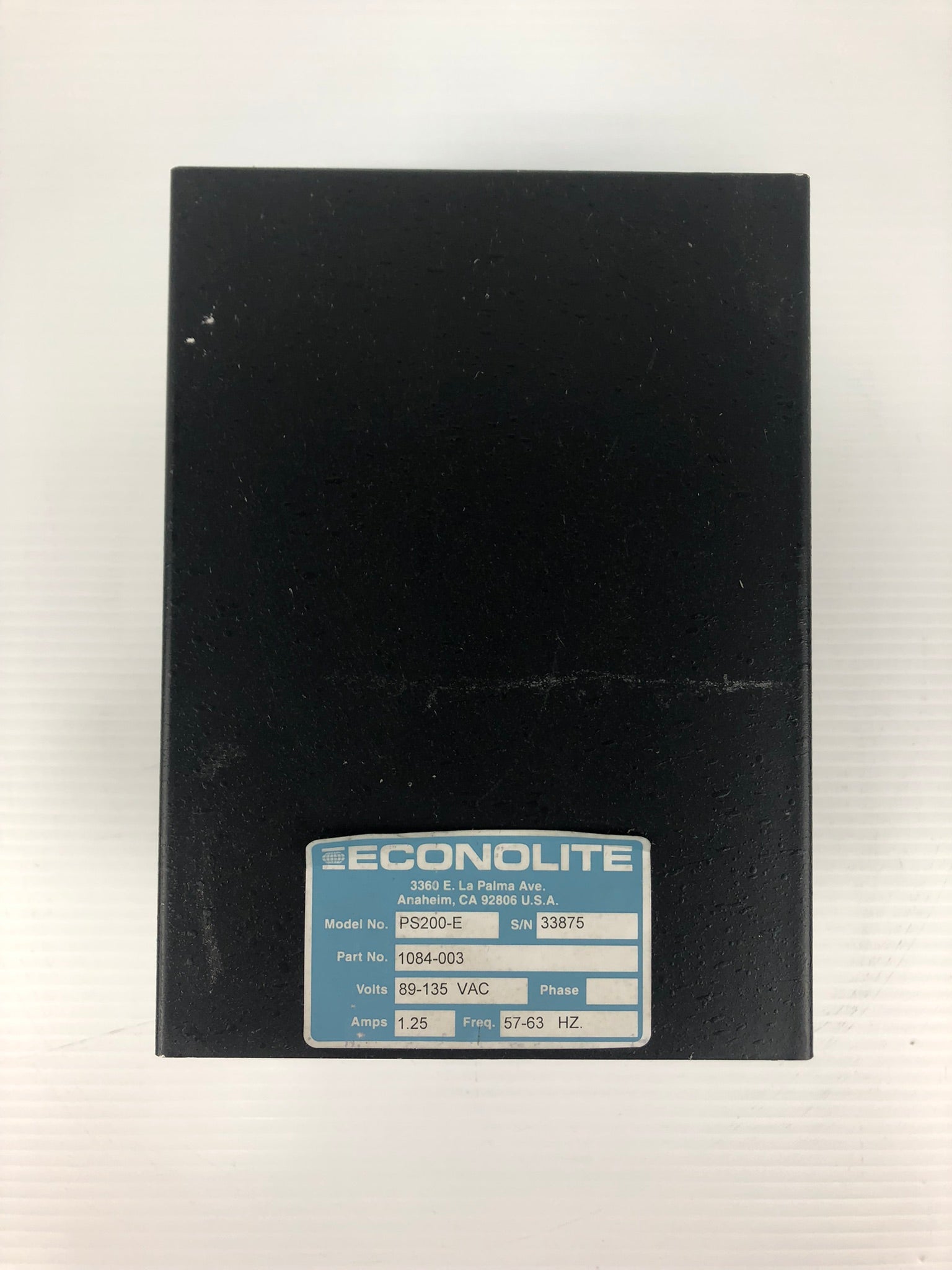 Econolite PS200-E Cabinet Power Supply 89-135VAC 1.25 A 57-63 Hz