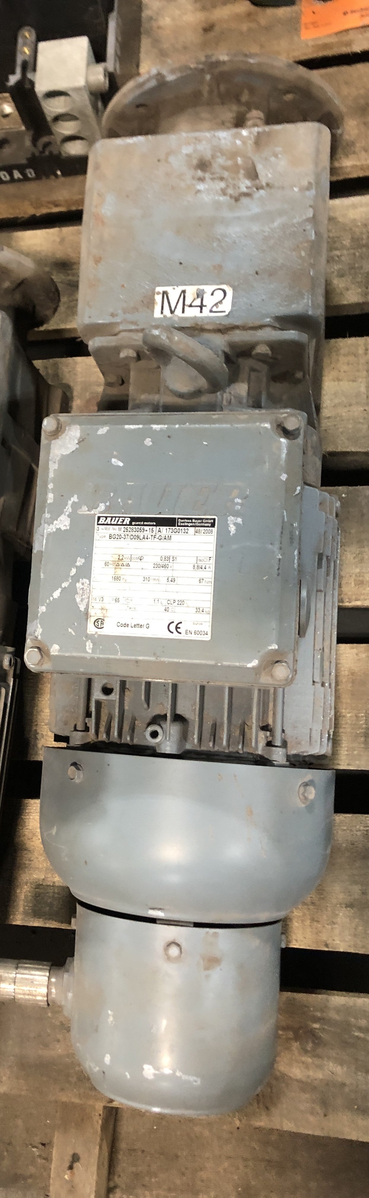 Bauer 25283059-15 Geared Motor BG20-37/D09LA4-TF-G/AM 2,2kW 3PH 230/460V