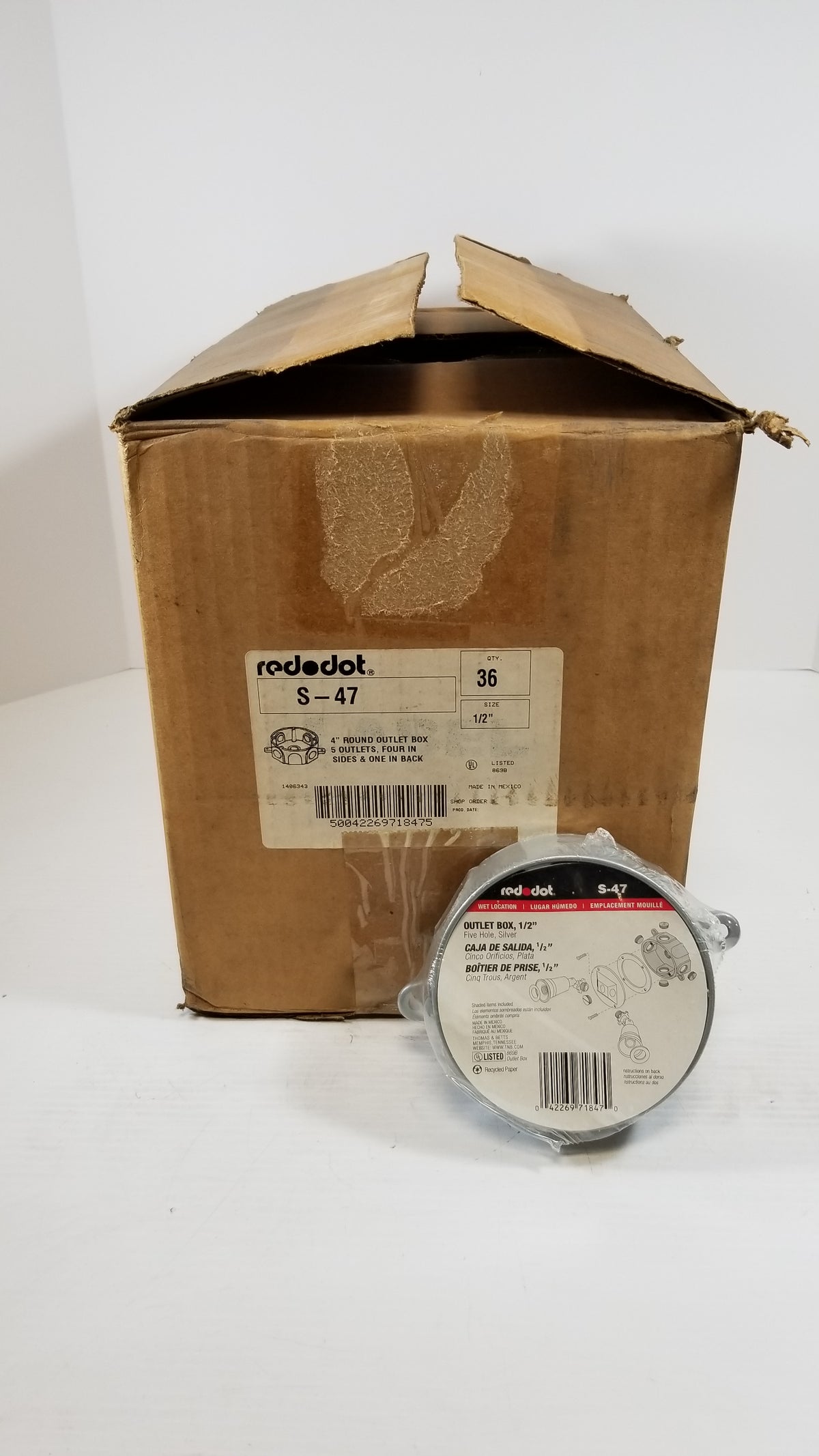 Red Dot 1/2" Outlet Boxes "Wet Location" S-47 - Box of 36 NEW