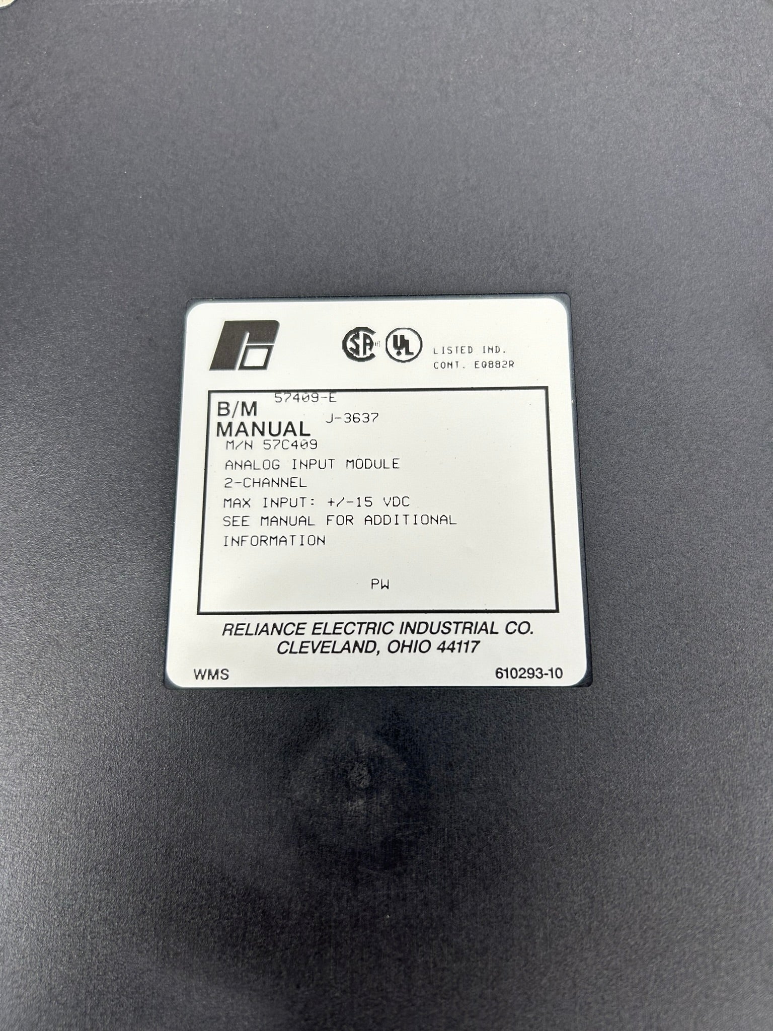 Reliance Electric 57C409 Isolated Control A/D Analog Input Module 57409-E J-3637
